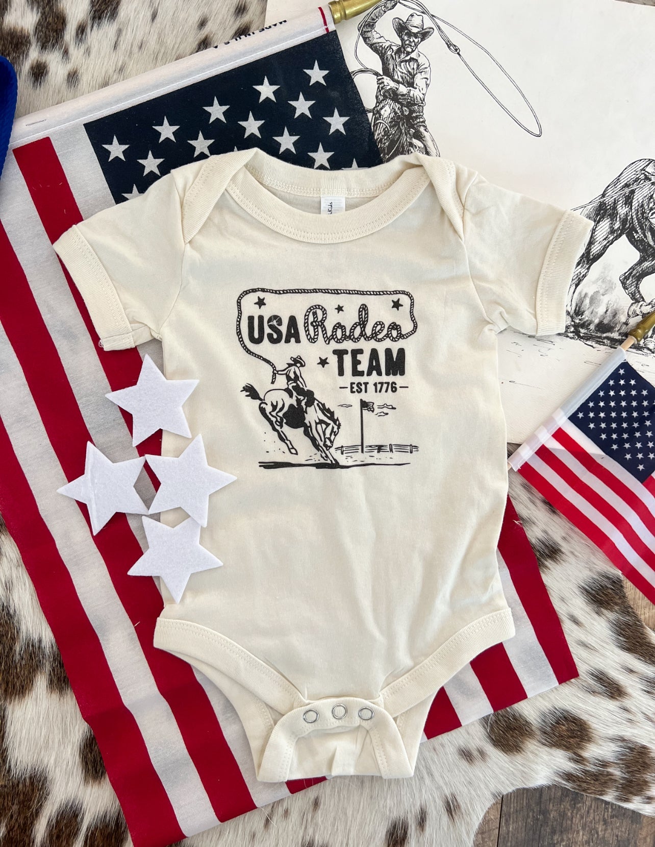 Western 4th Of July-USA Rodeo Team Black(Infant/Toddler/Youth)(Natural)