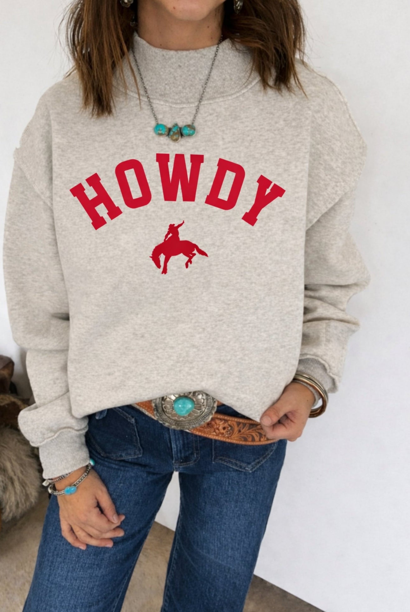 Howdy Bronc Western Oversized Sweatshirt