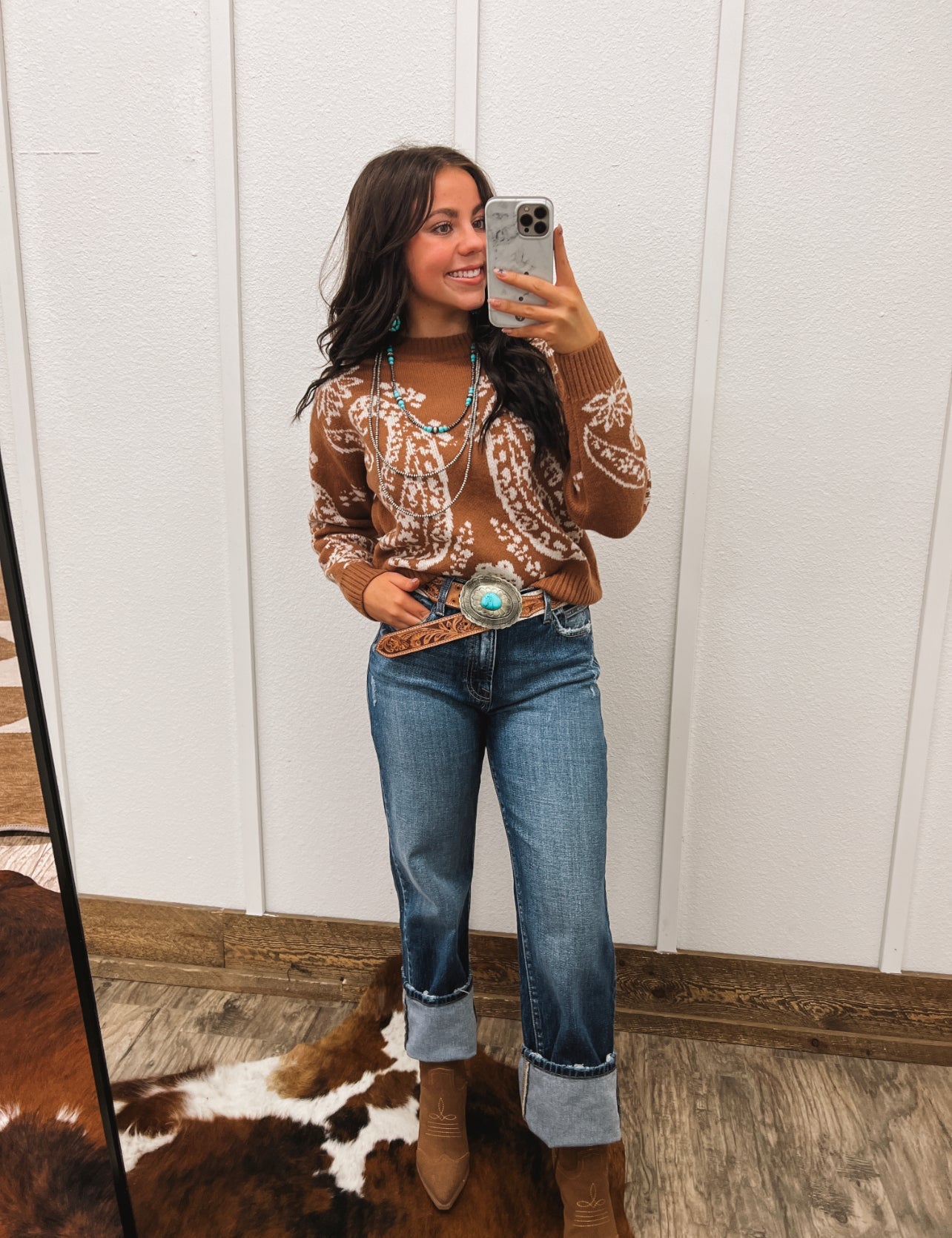 Paisley Knit Sweater Tops - Sweaters