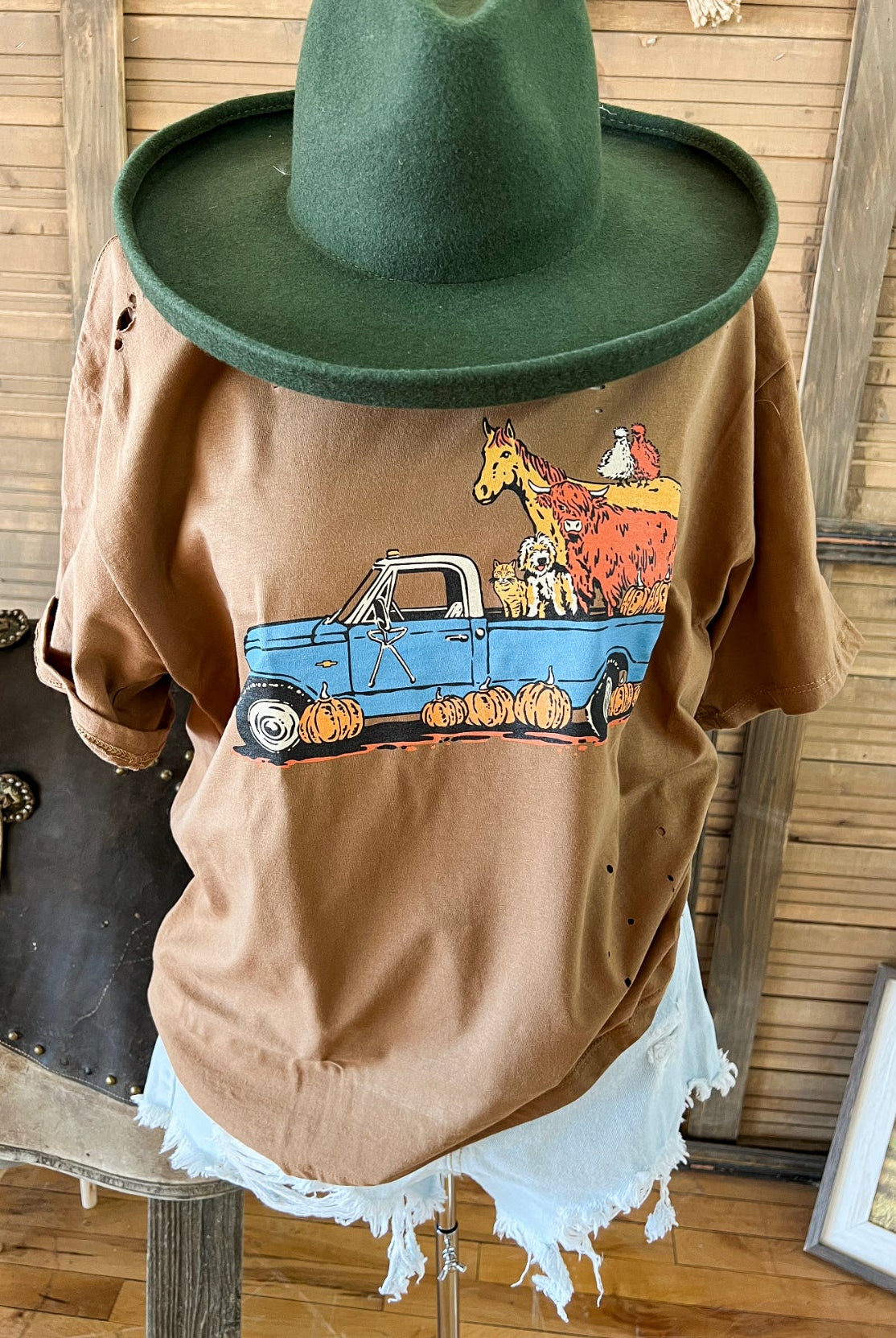 Old Blue Truck Tee (distressed cognac)