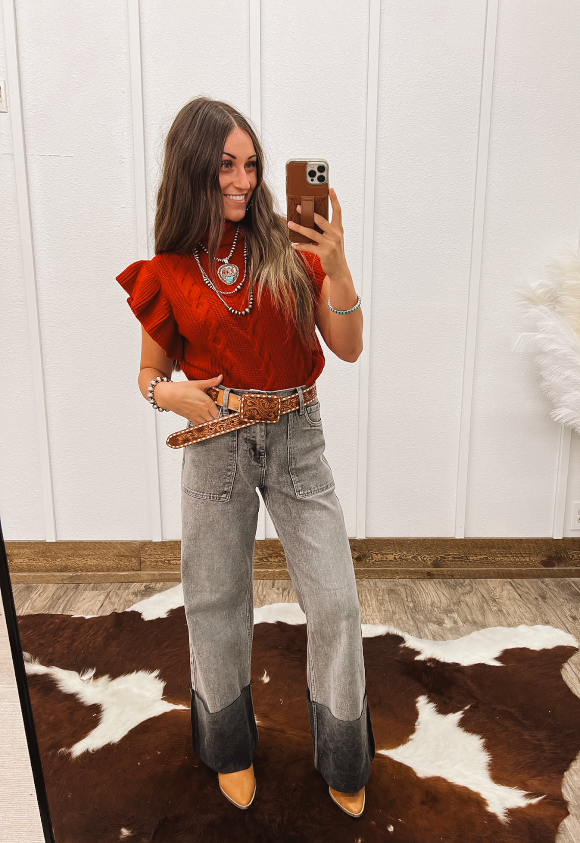 The Dainty Turtleneck Sweater Vest (Red) Tops - Sweaters