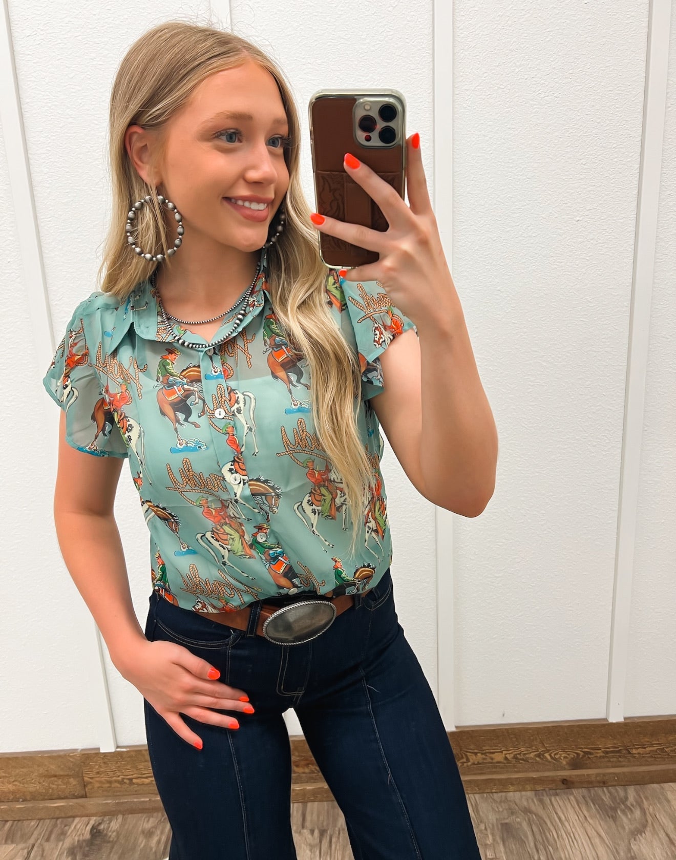 Howdy Retro Cowboy Sheer Top