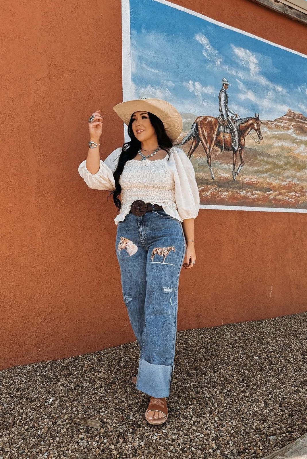 Horse Denim Denin Days Cuff High Rise Wide Leg(P2069)