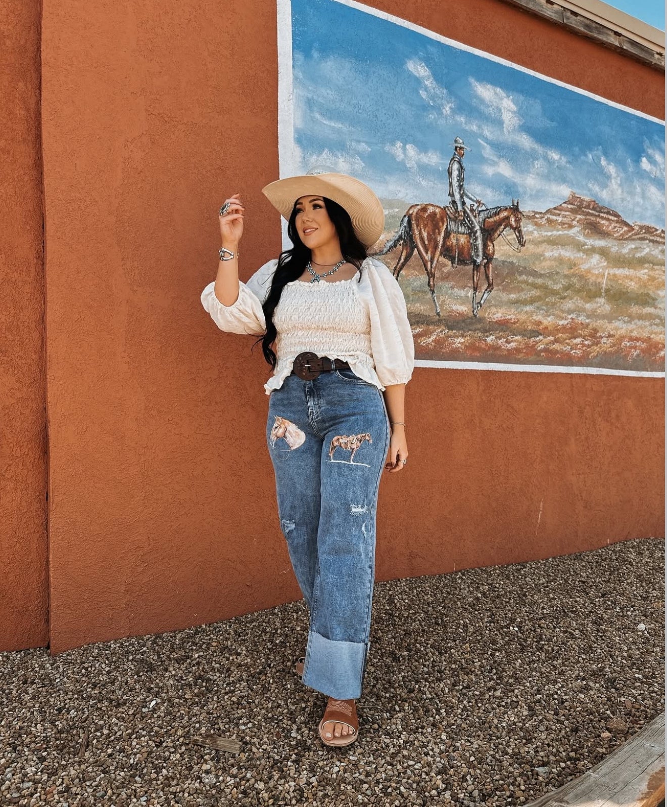 Horse Denim Denin Days Cuff High Rise Wide Leg(P2069)