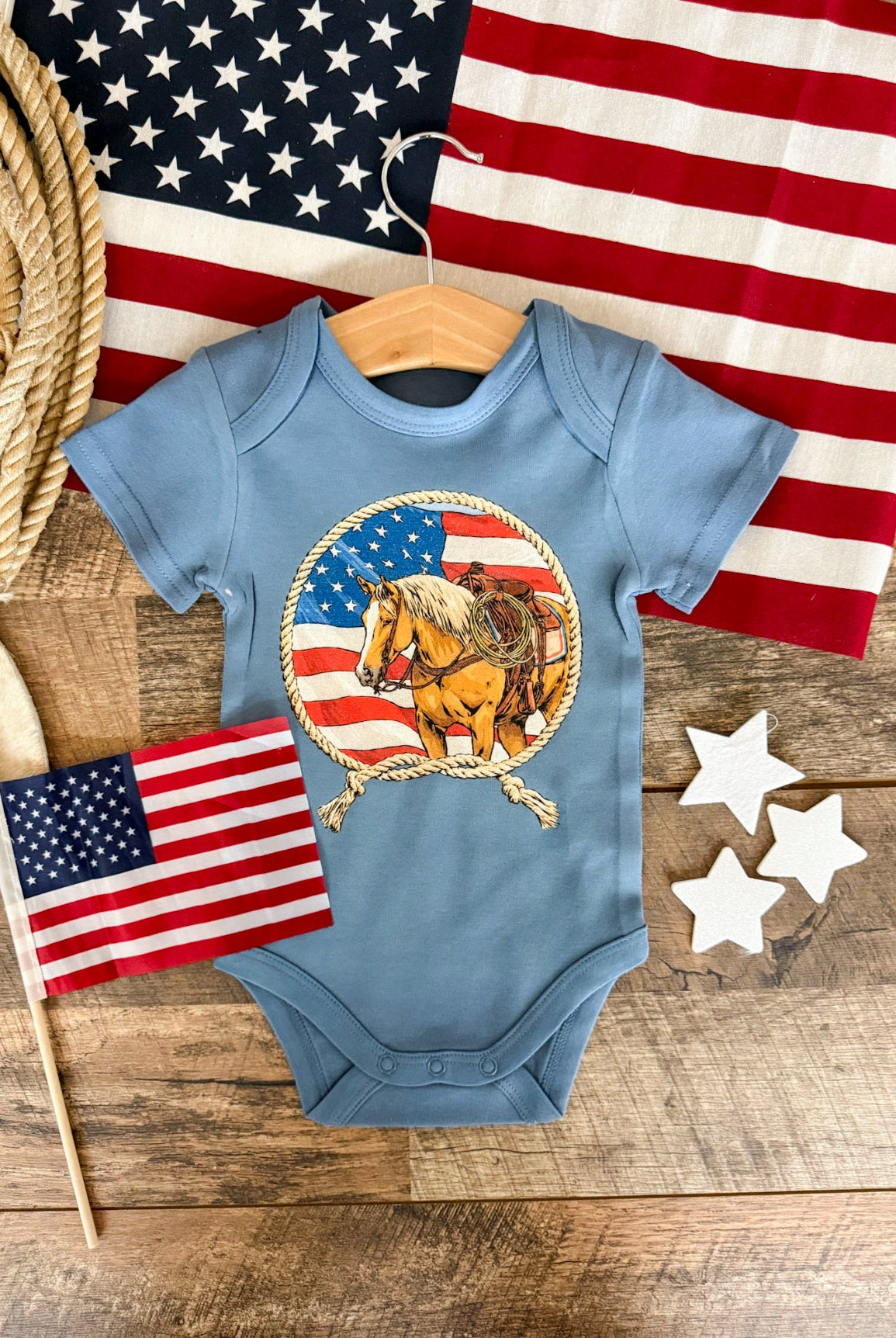 Stars Stripes & Rope Horse- Infant(onesie)Toddler/Youth (tee)