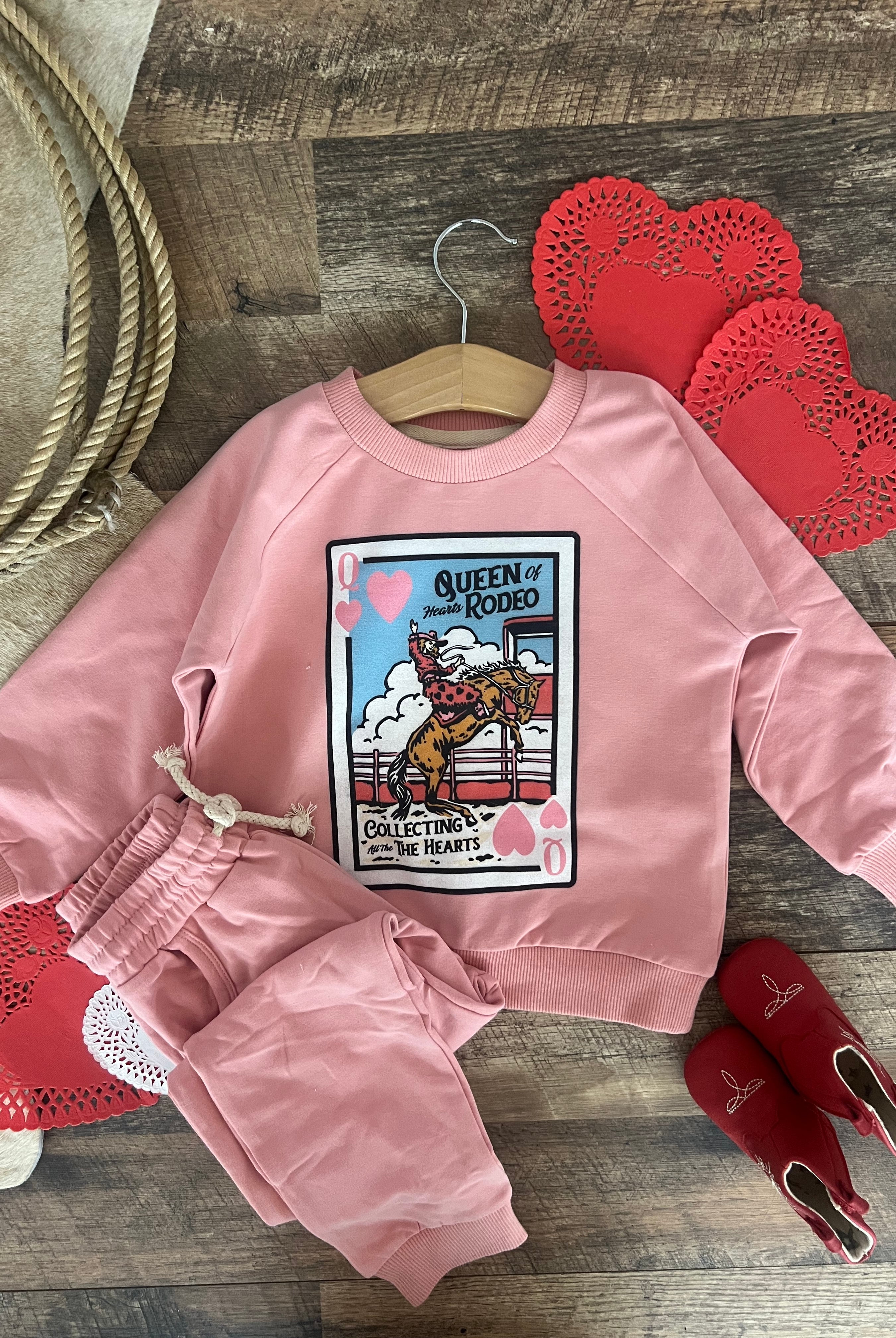 Queen of Hearts Valentines Lounge Set(Infant/Toddler)(Pink)