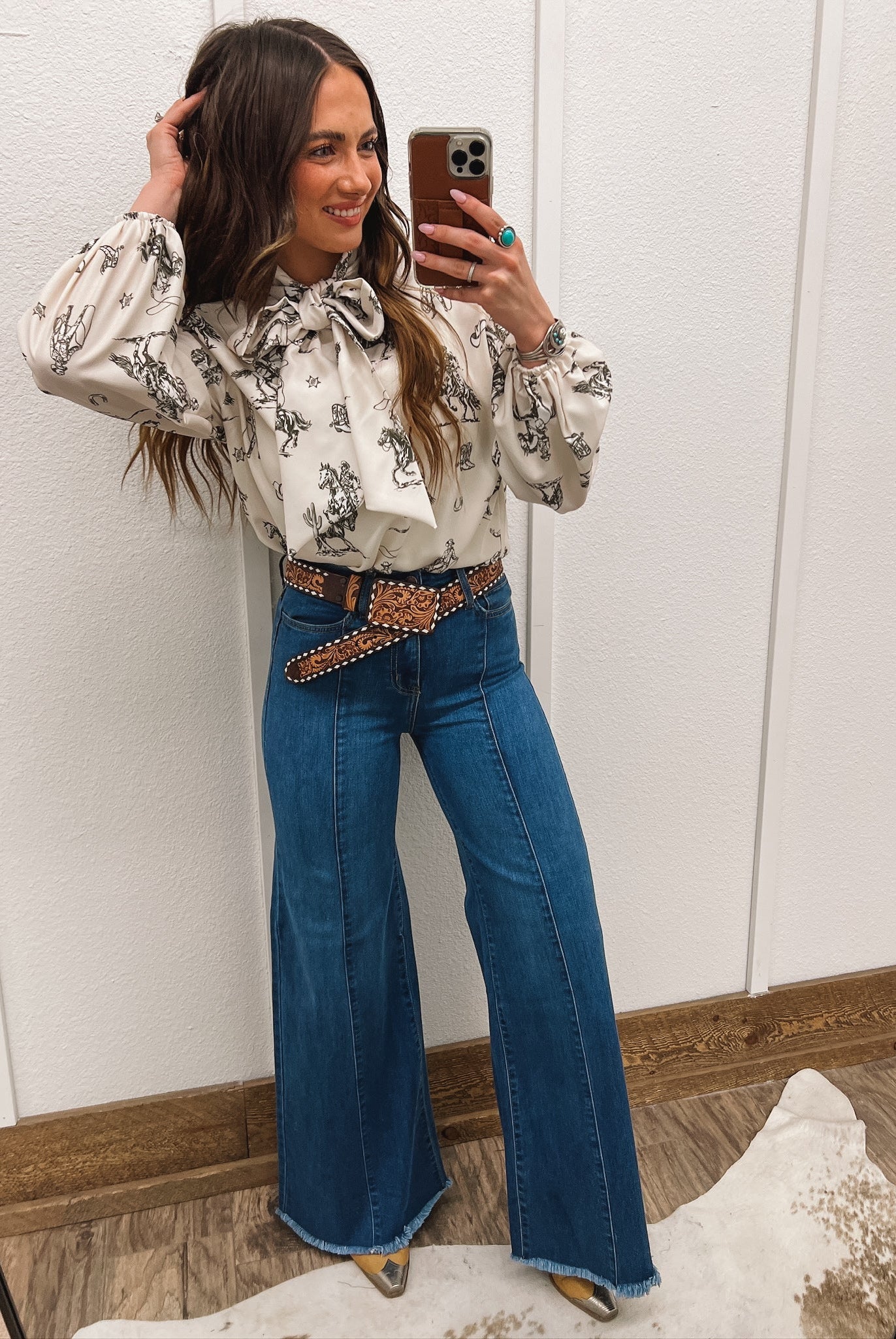 Western Sheriff Cowboy Front Tie Blouse Top