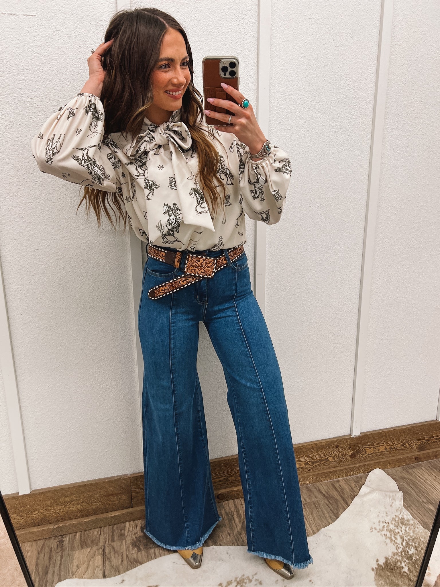 Western Sheriff Cowboy Front Tie Blouse Top