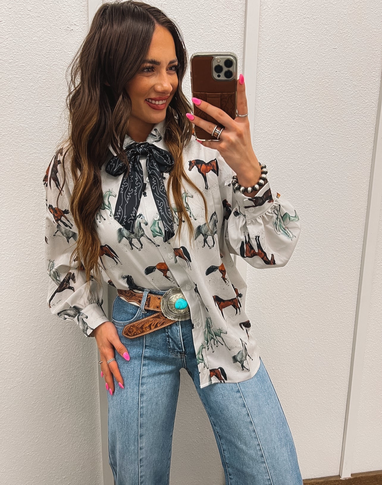 Horses On The Run Button Up Top