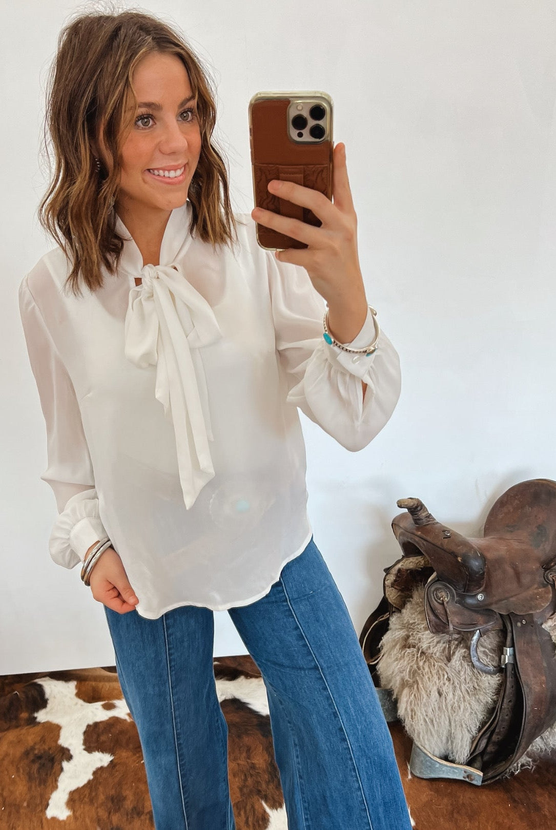 Basic Babe Front Tie Top (Off White) Top