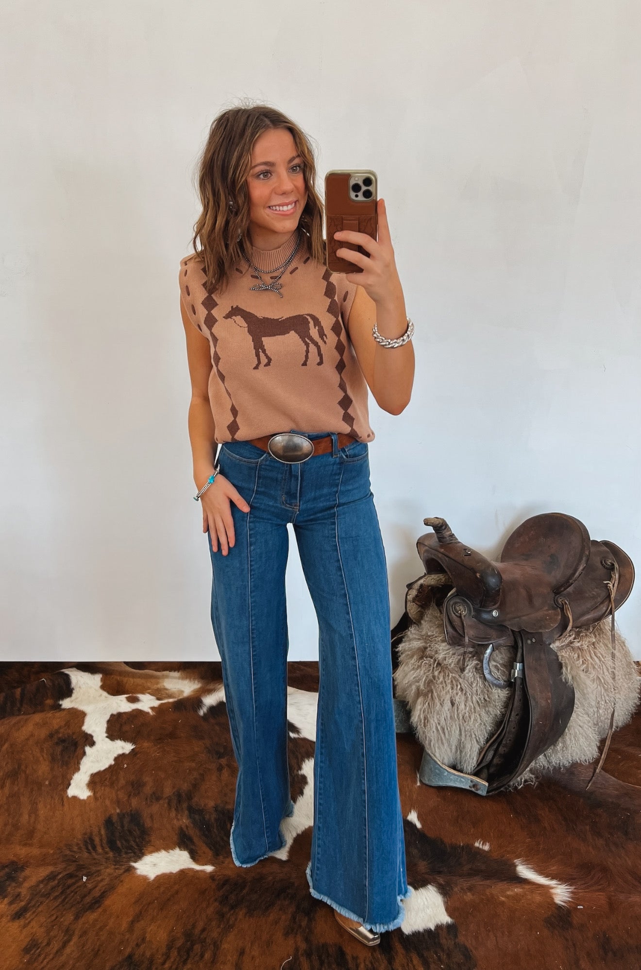 Trail Horse Knit Sweater Vest Top