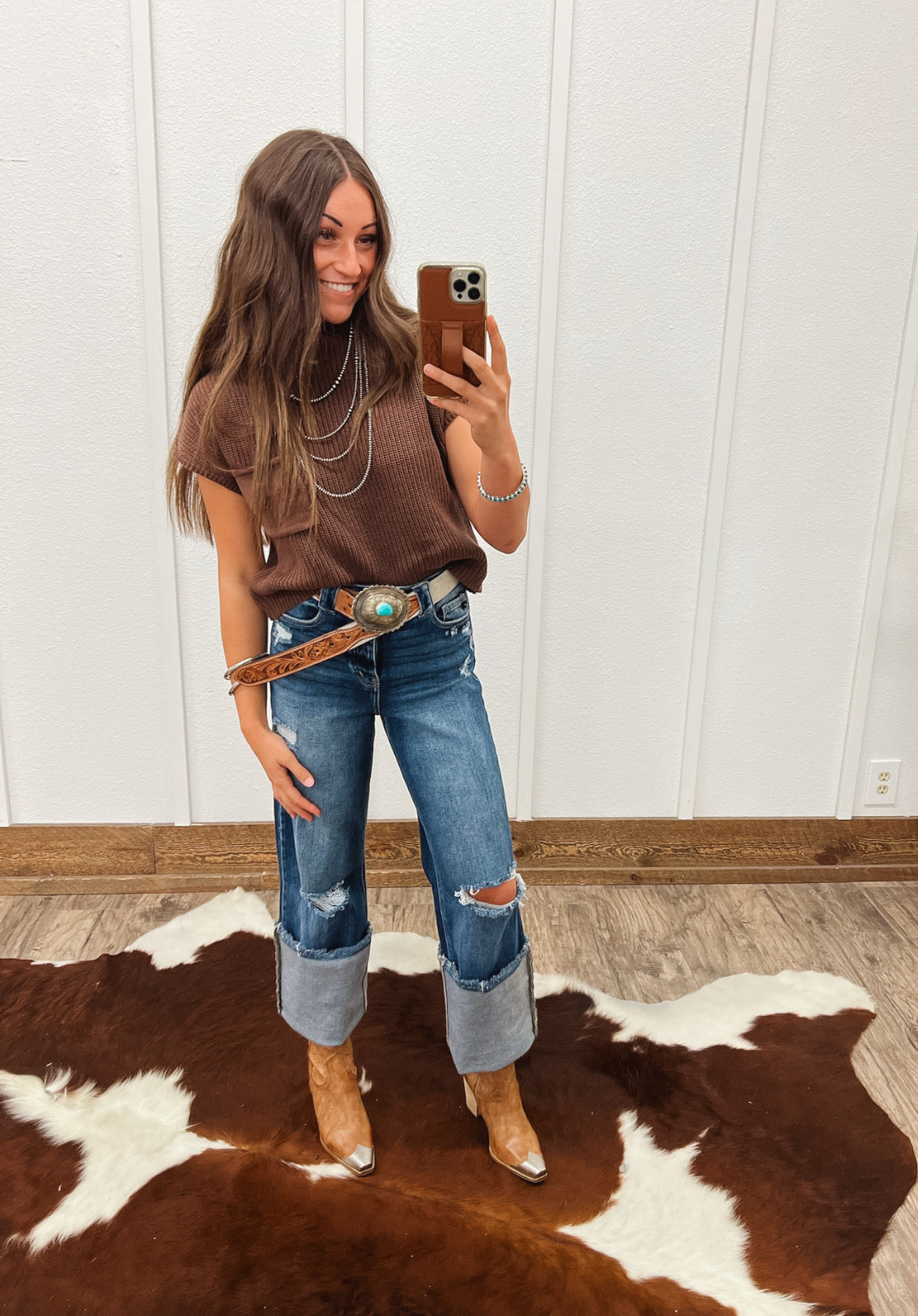 Lasso Knit Sweater Vest (Brown) Tops - Sweaters