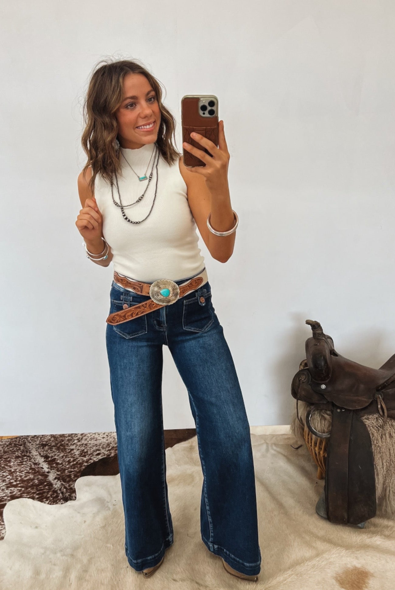 Turtleneck Tank Bodysuit (Cream) Tops - Sweaters