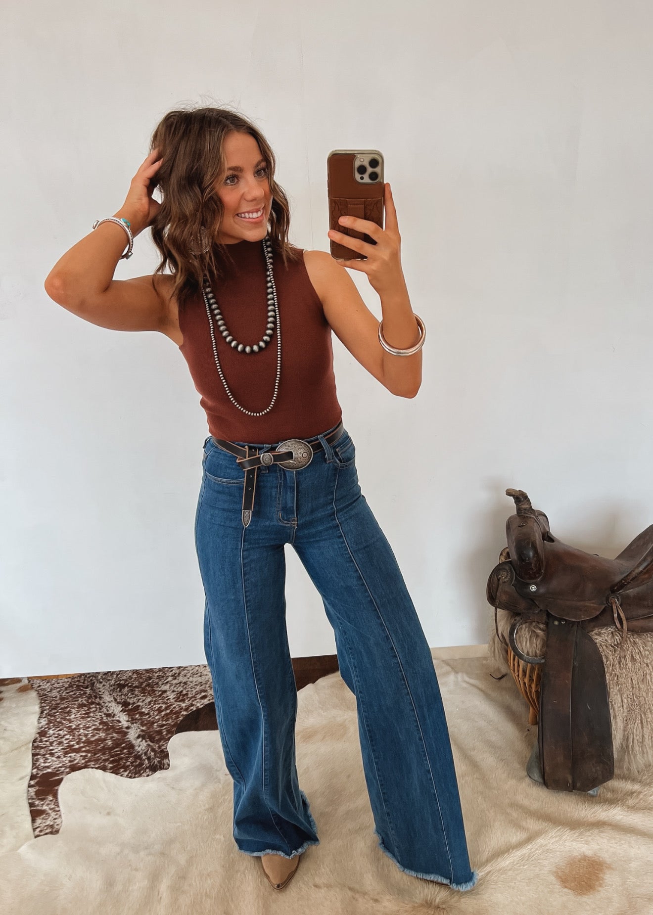 Turtleneck Tank Bodysuit (Sable) Tops - Sweaters