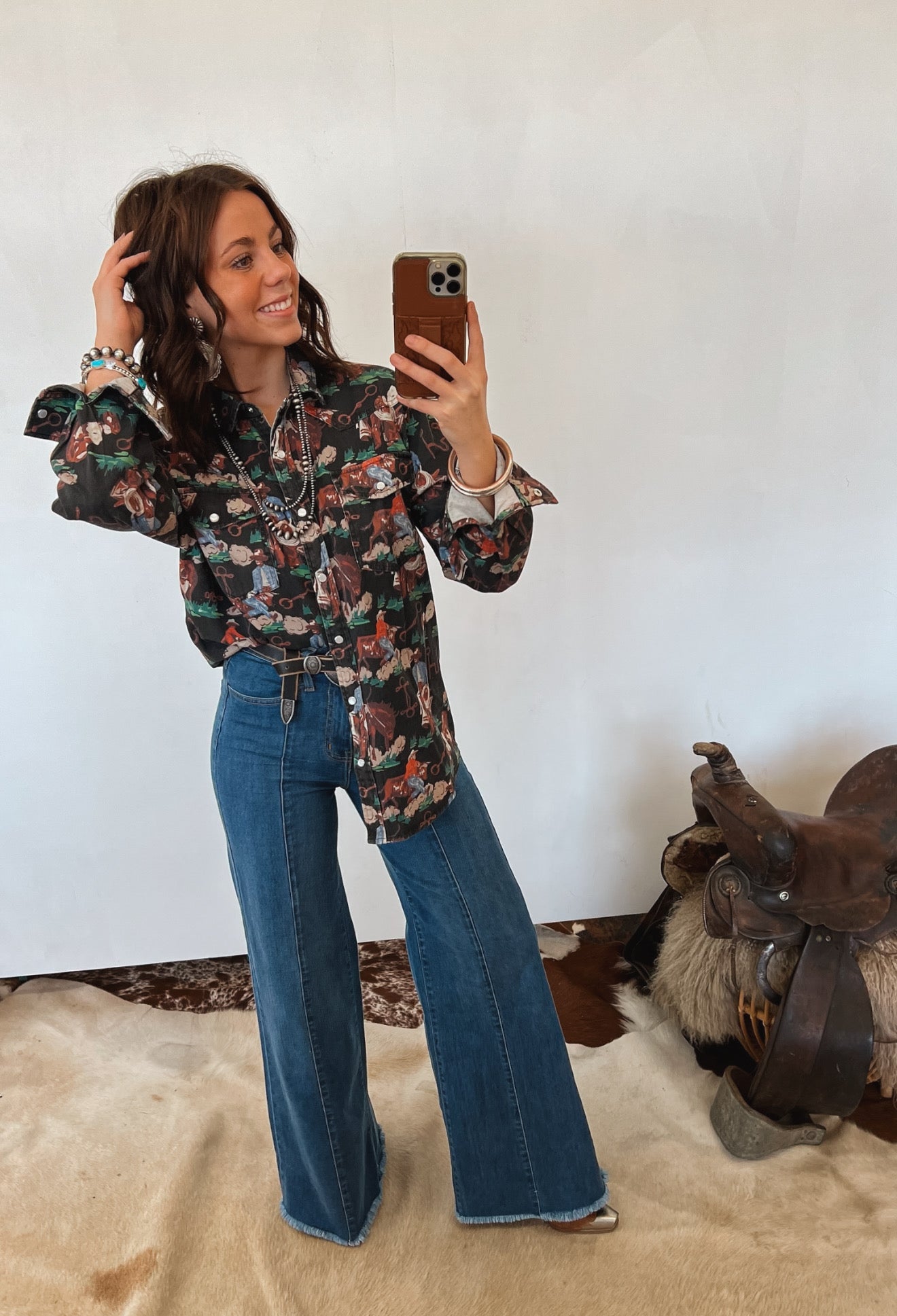 Workin’ Cowboy Denim Pearl Snap Tops - Sweaters