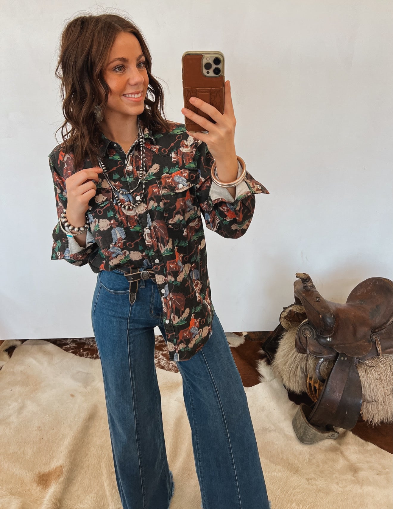 Workin’ Cowboy Denim Pearl Snap Tops - Sweaters