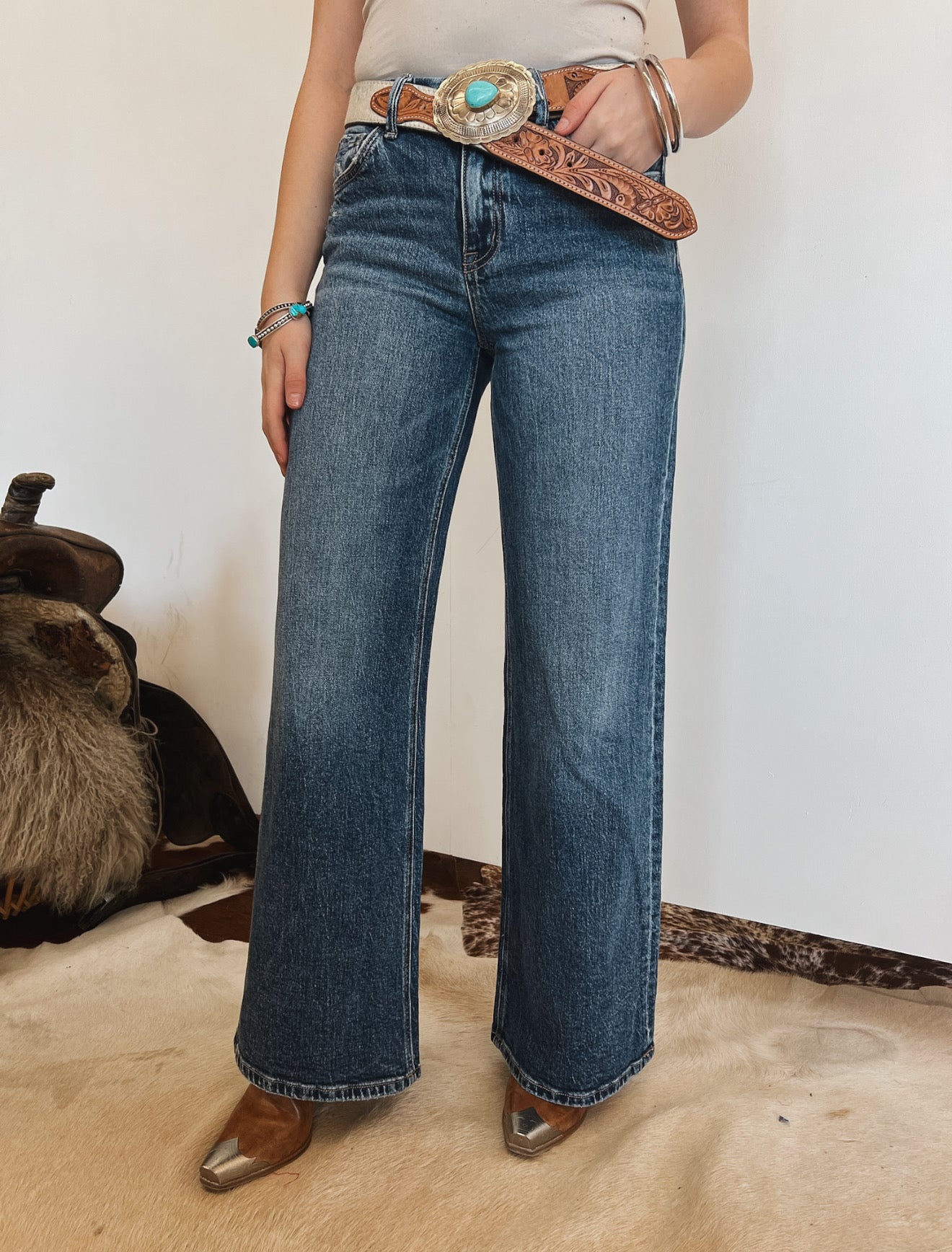 Lone Star High Rise Wide Leg Denim (7148)