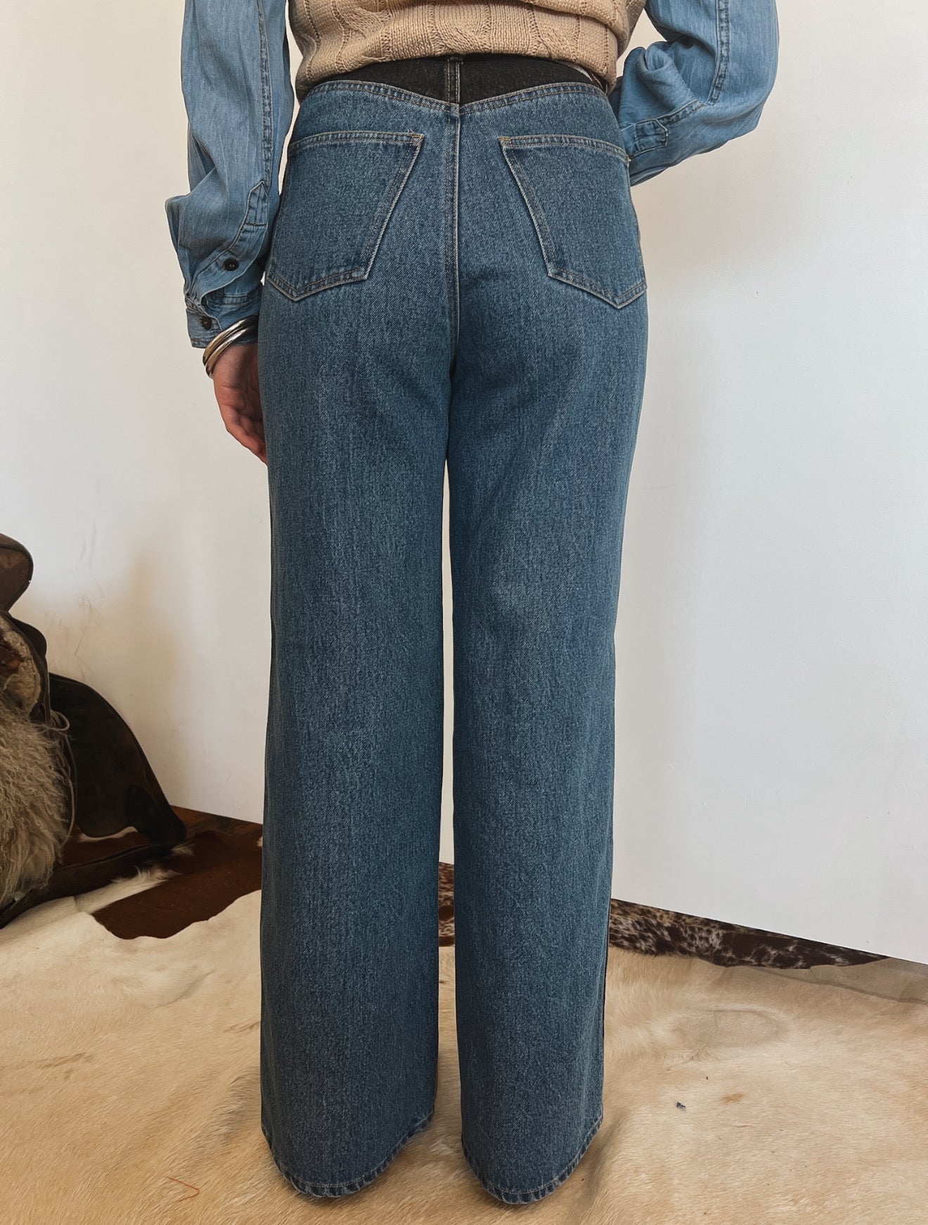 Two Tone Wide Leg Denim (23454)