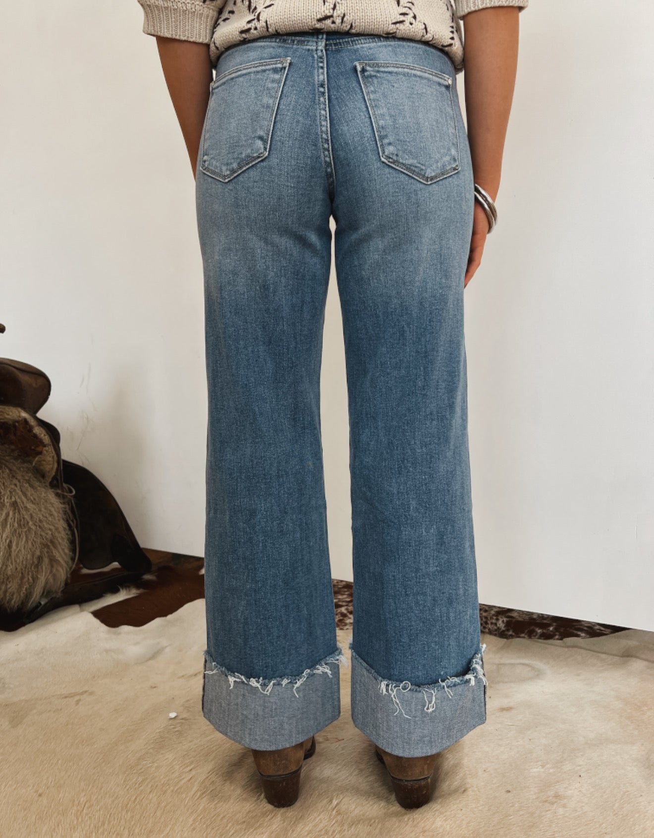 Southbound Wide Leg Cuffed Denim (1312)