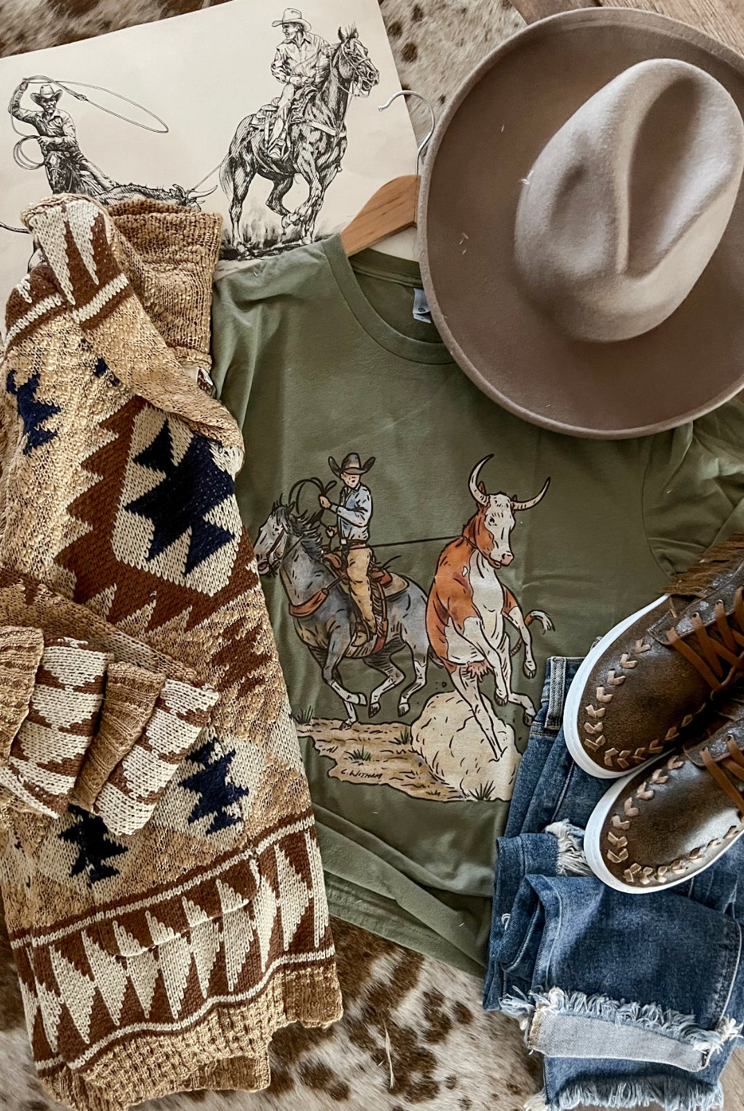 Line Drive Tee(olive)(Fringed exclusive)