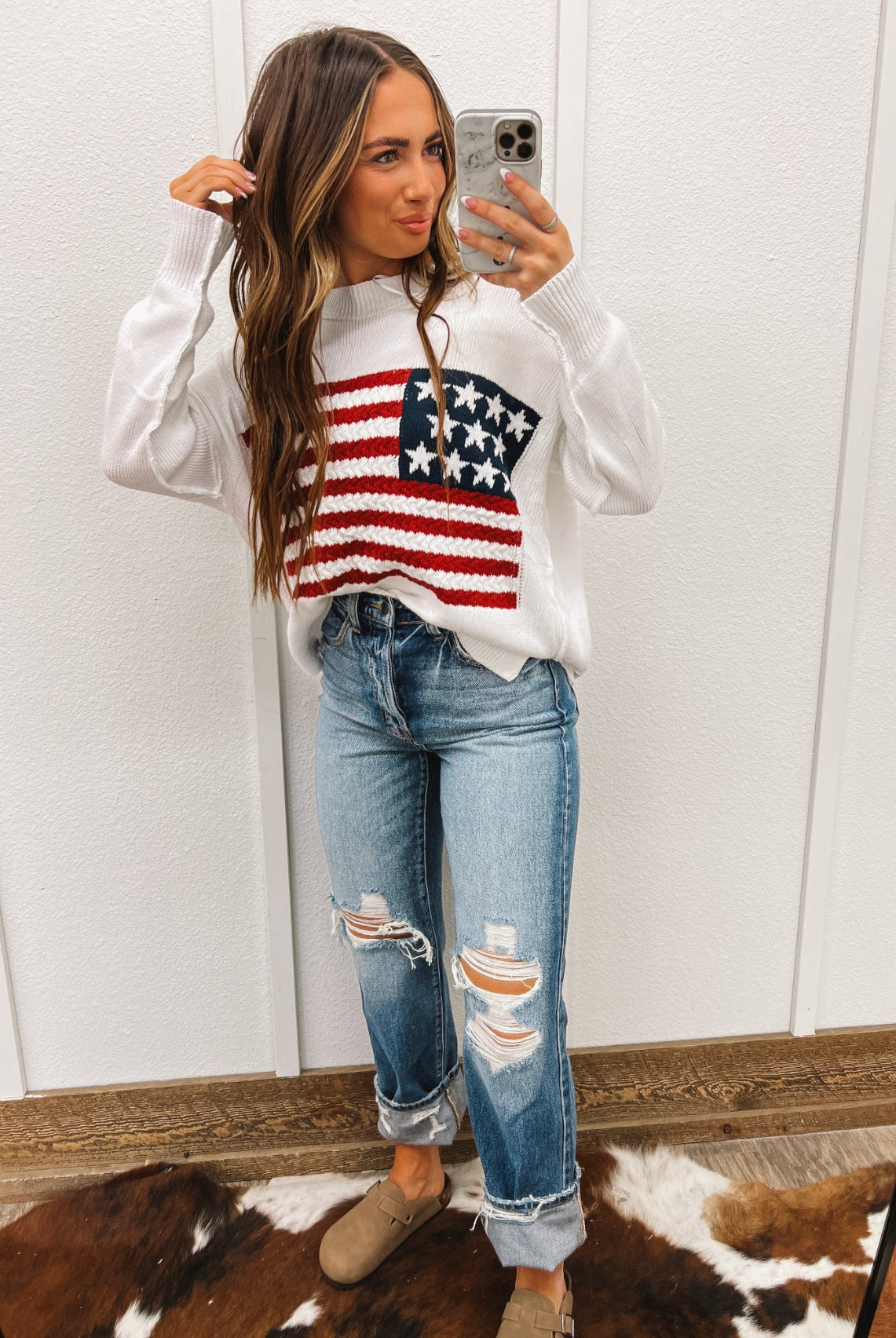 Miss American Lady Knit Sweater(White)