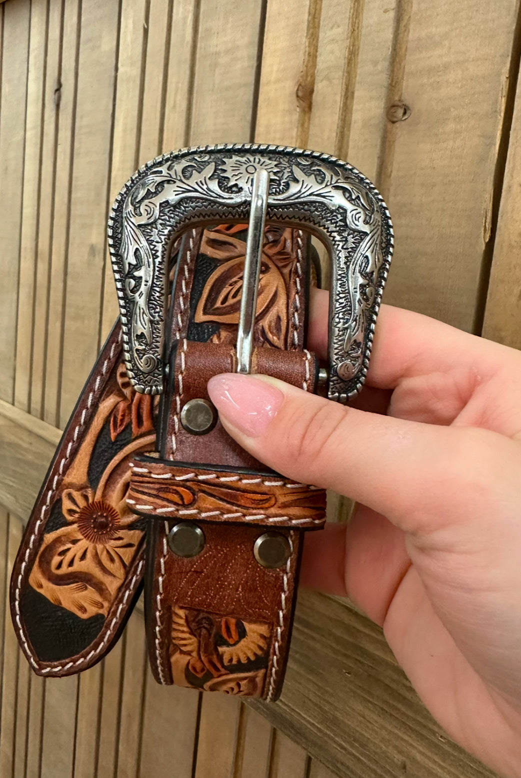 Trail Riding Tooled Belt AD101