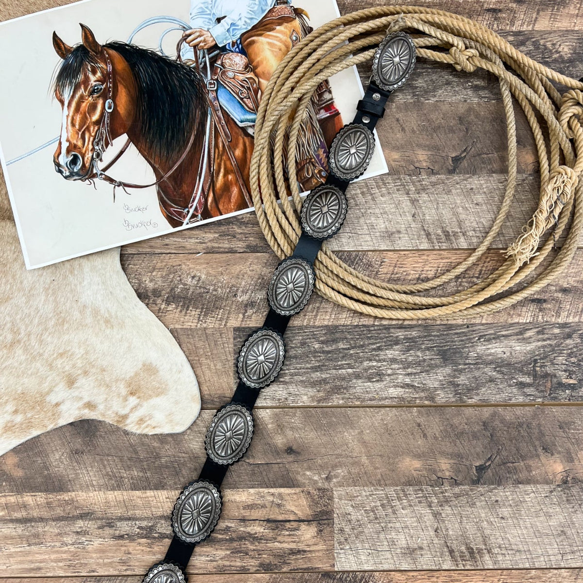 Black and Silver Faux leather Concho Belt B1061 - Black Leather Concho Belt - Double J Saddlery main image 2