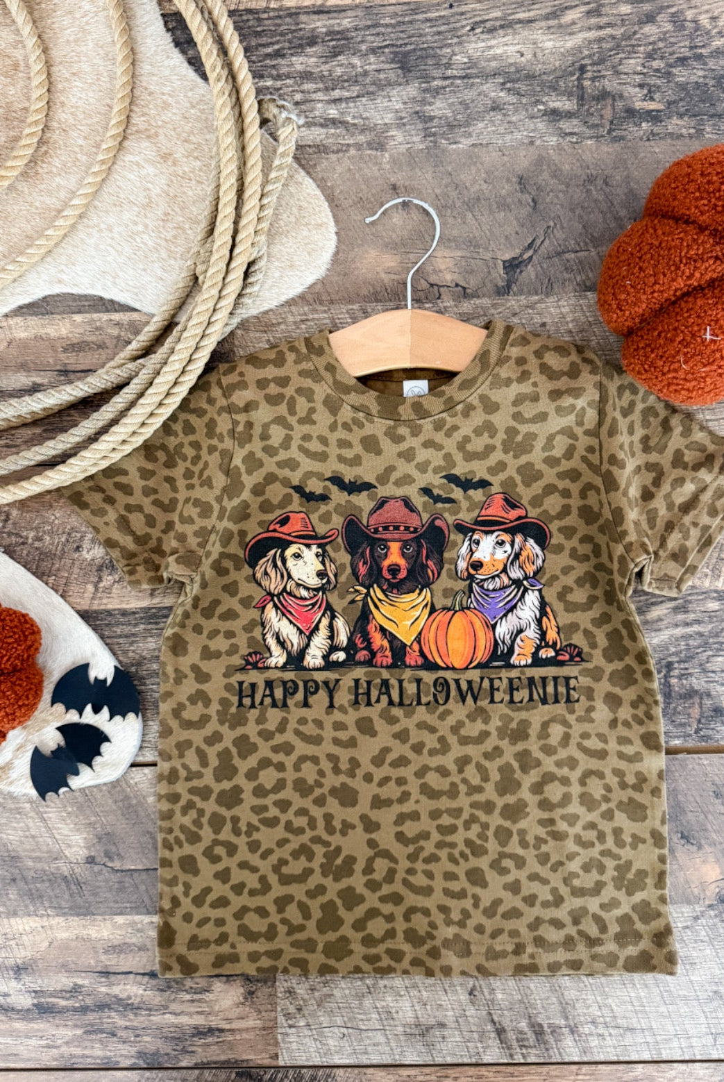 Happy Halloweenie – Toddler Youth Tee(Leopard)