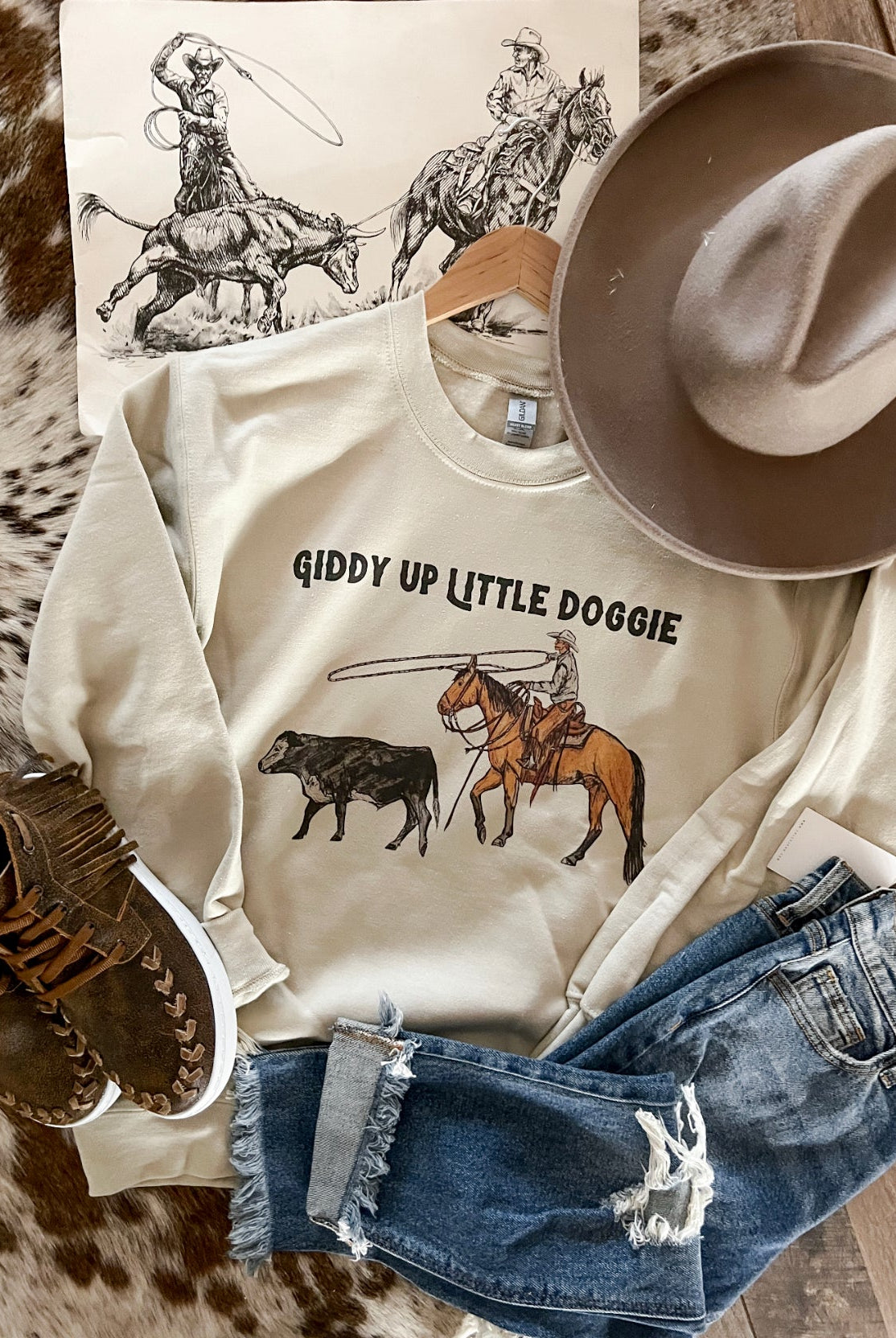 Giddy Up Little Doggie Sweatshirt (natural)