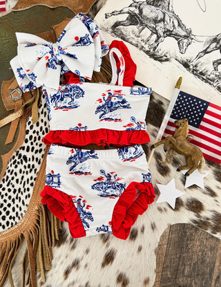 American Cowgirl W/Red Ruffle Two Piece Swimsuit(Minis)