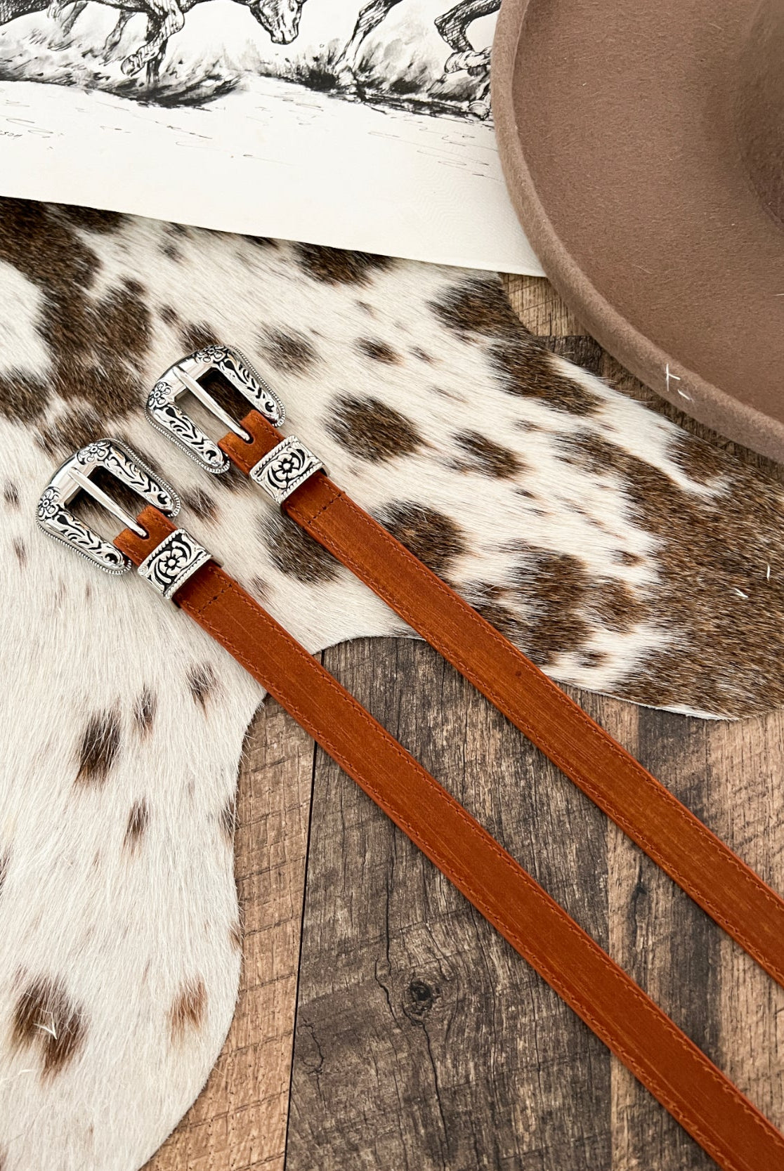 Skinny Western Belt(Tan) AD101