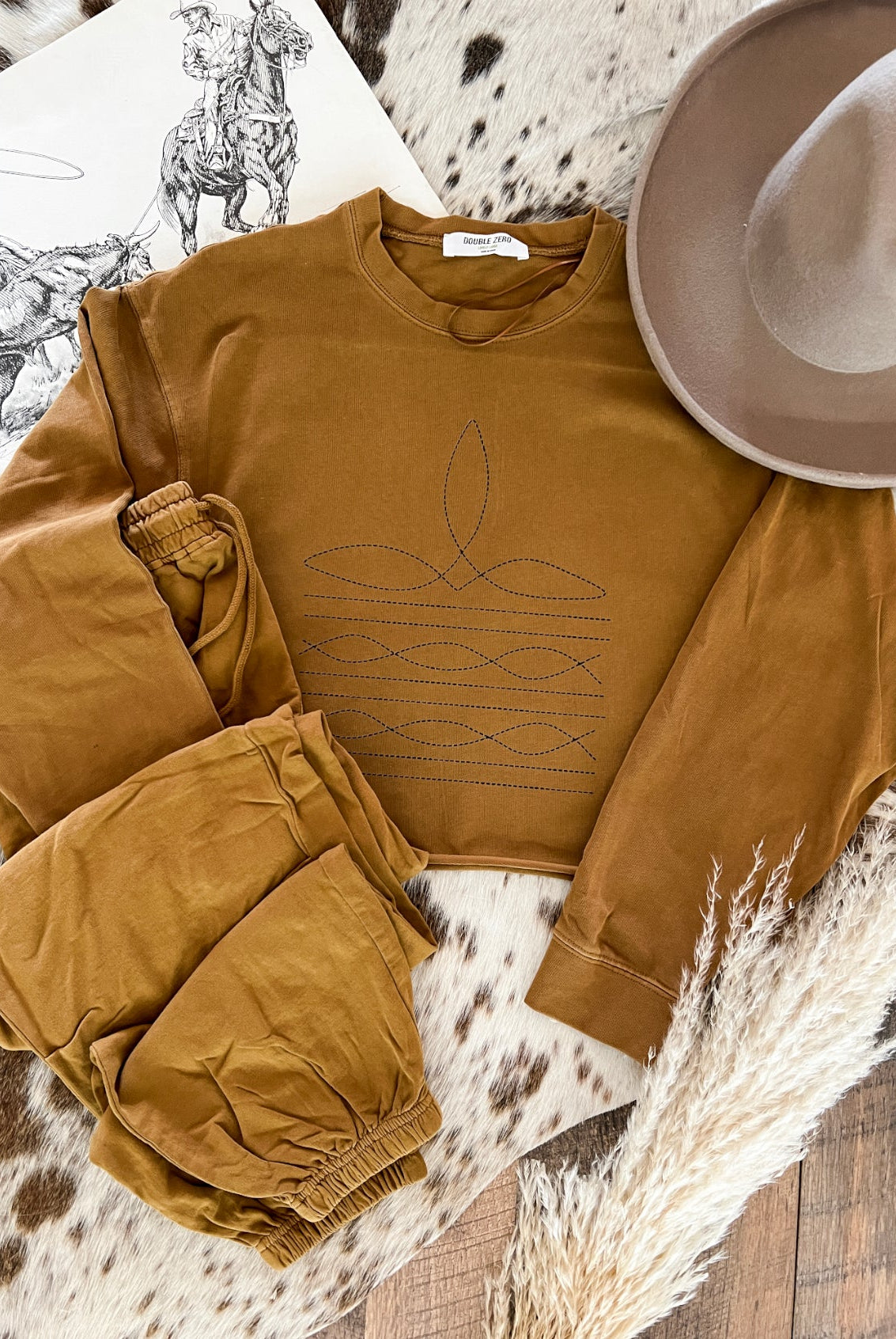 Western Boot Stitch Set(Cropped Camel)