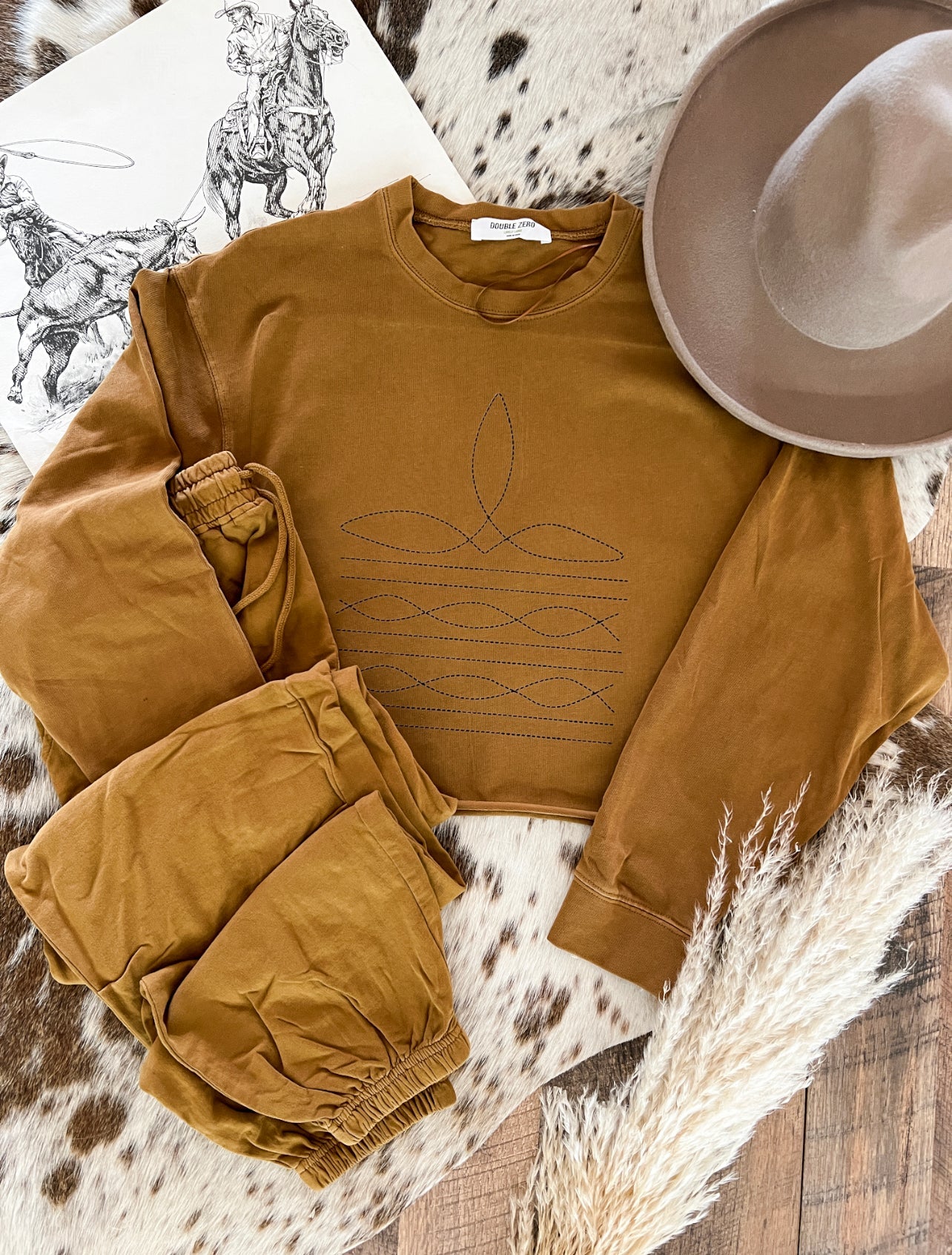 Western Boot Stitch Set(Cropped Camel)