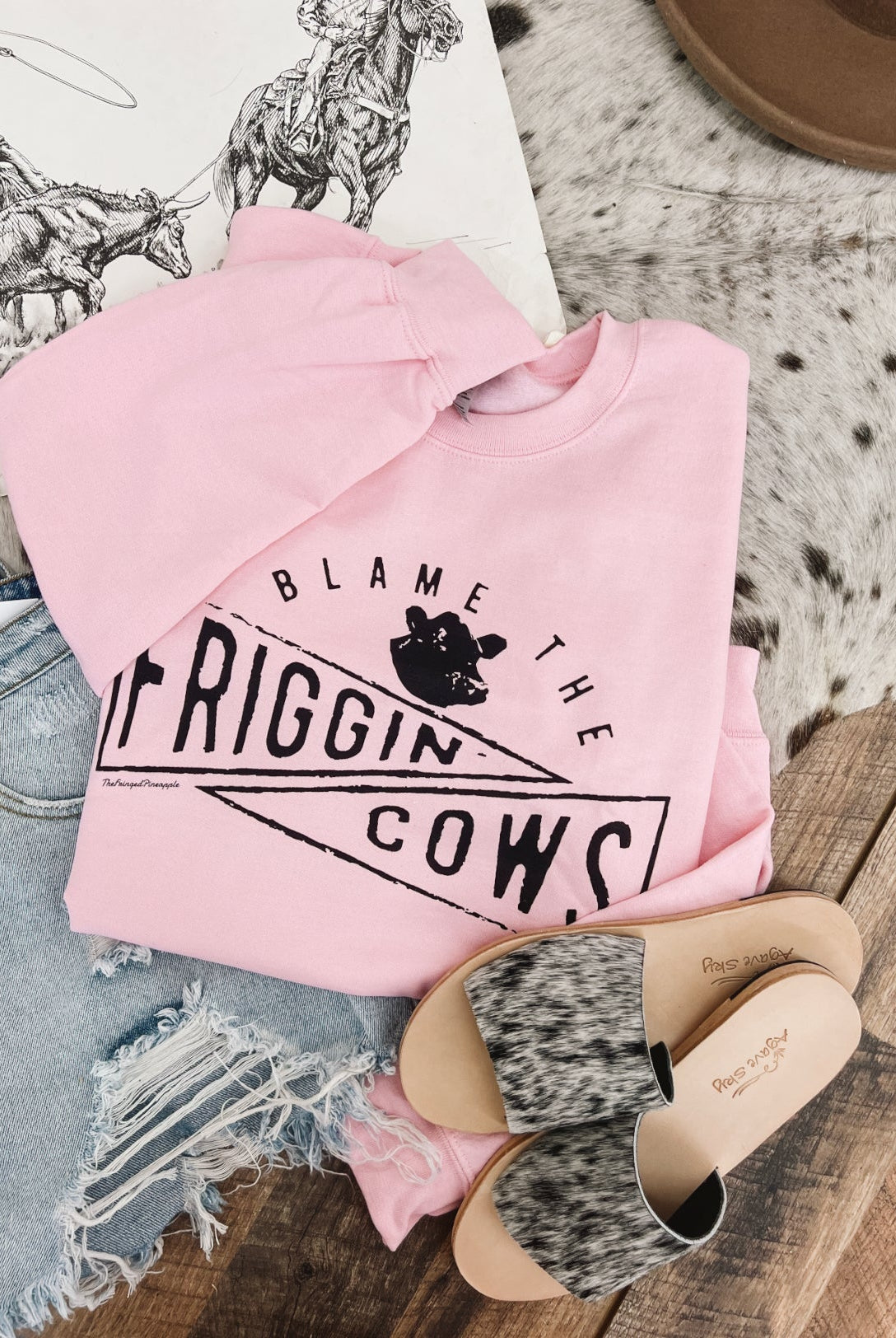 Blame The Cows Sweatshirt (Pink)