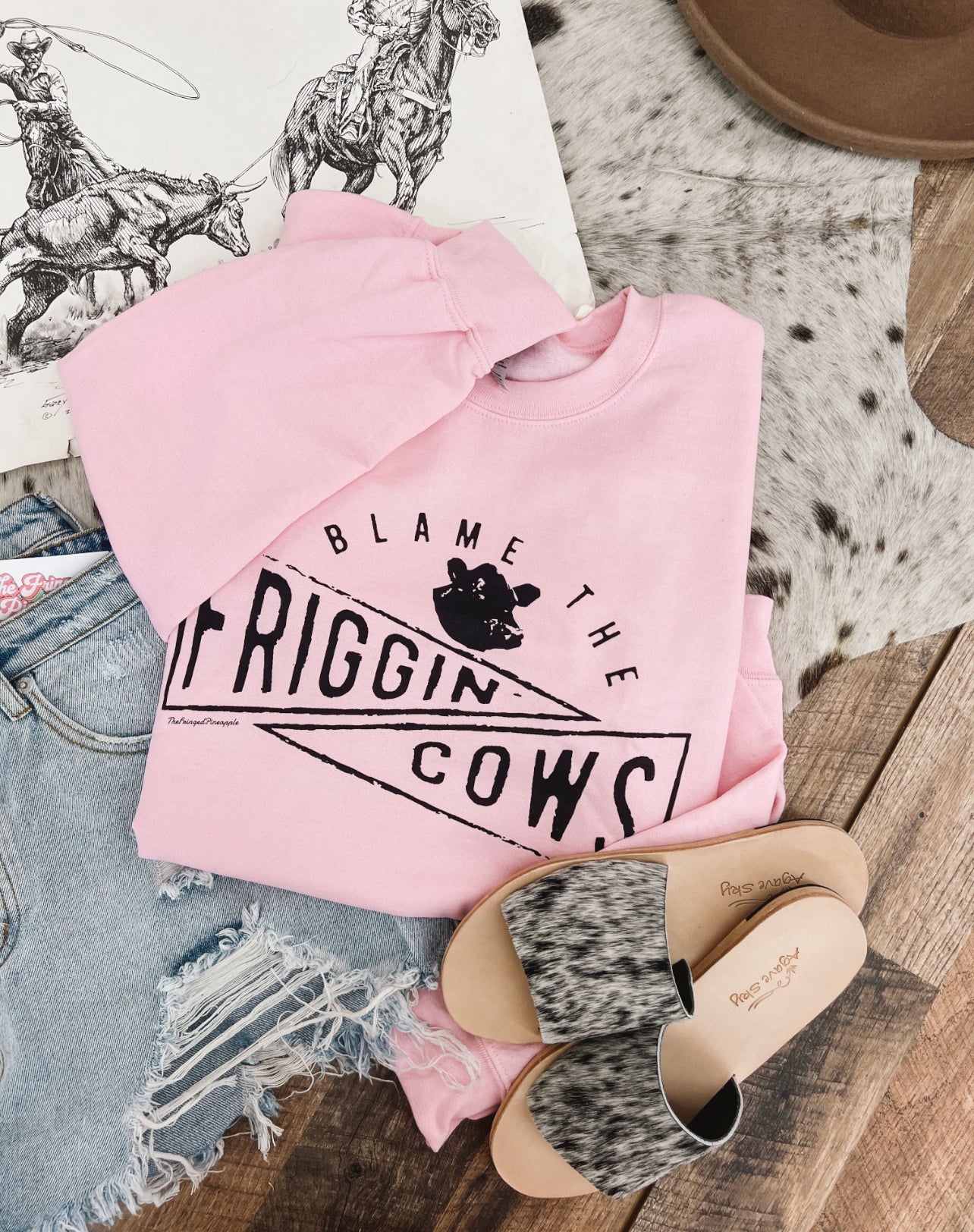 Blame The Cows Sweatshirt (Pink)