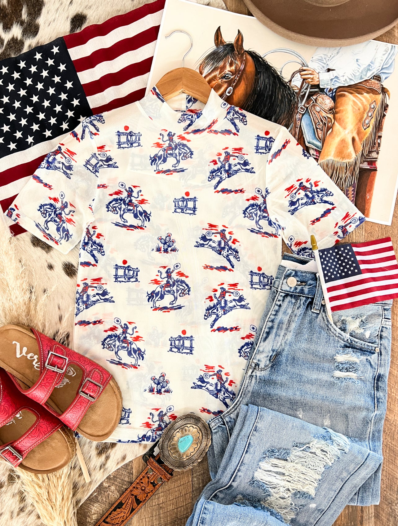 American Cowgirl Mesh Top