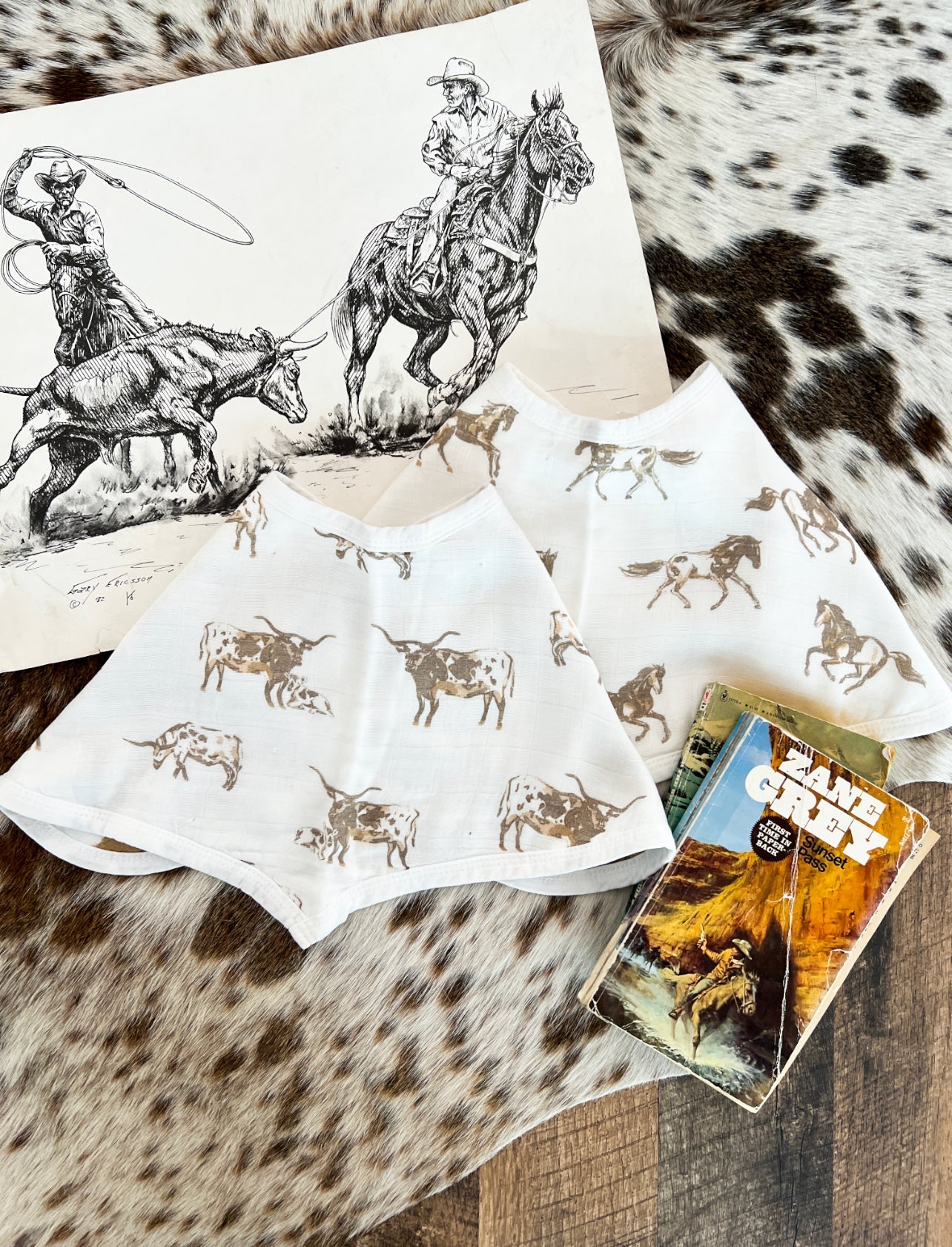 Forever Cowboys Heart Bibs Set