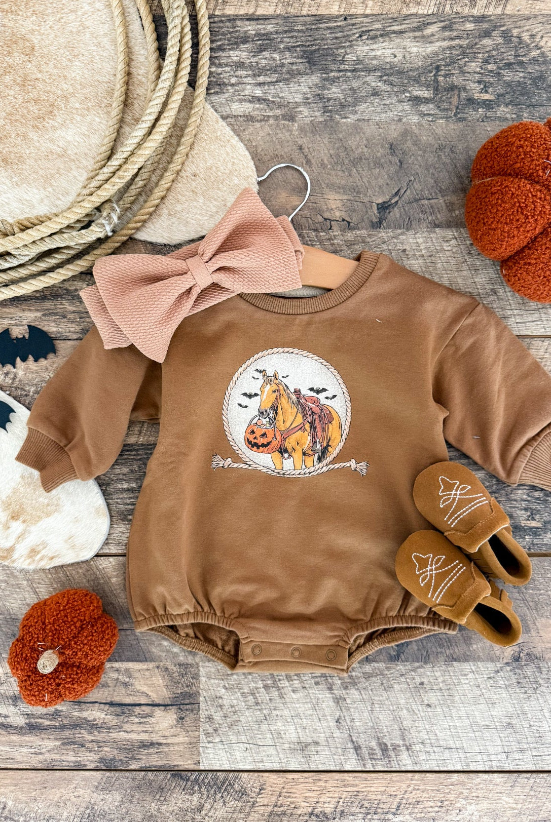 Halloween Horse Bubble Romper(Brown)