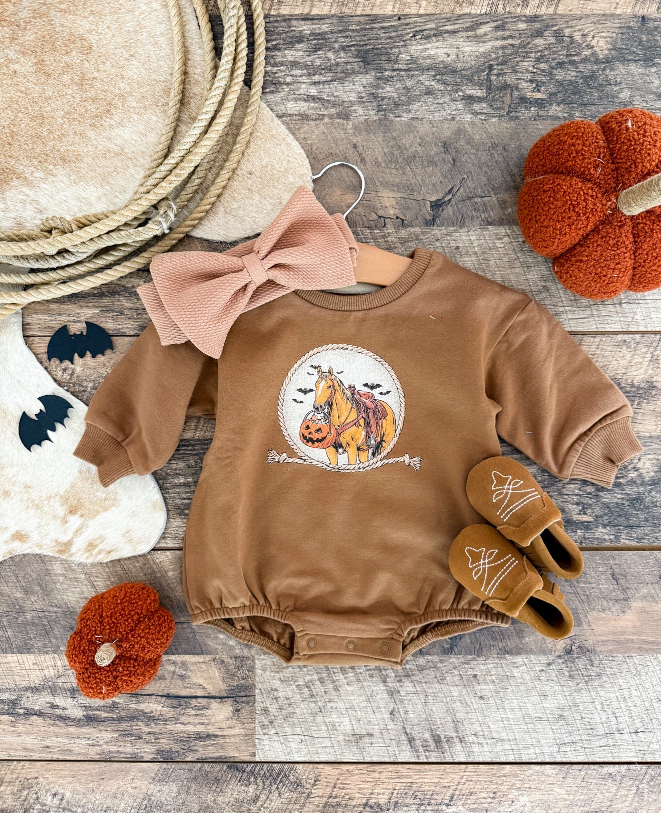 Halloween Horse Bubble Romper(Brown)