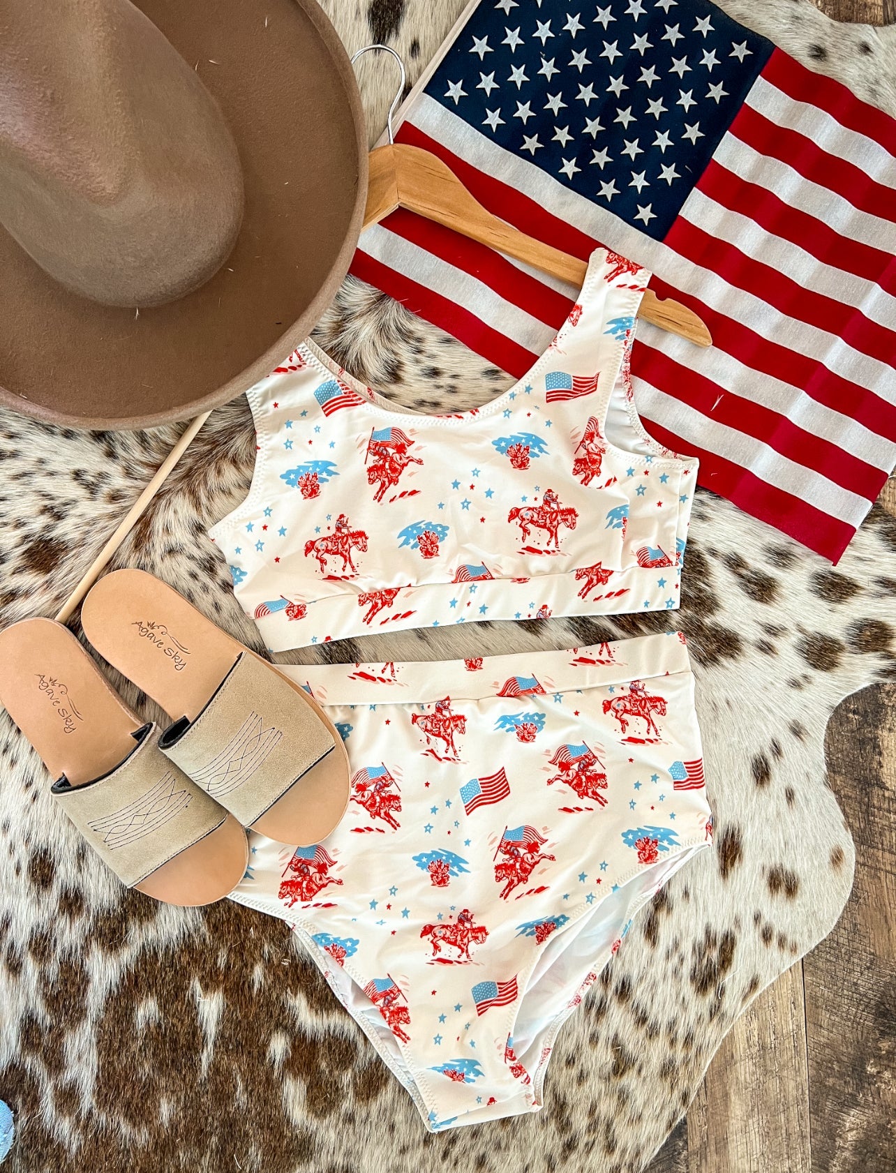 American Cowboy High Waisted Swimsuits