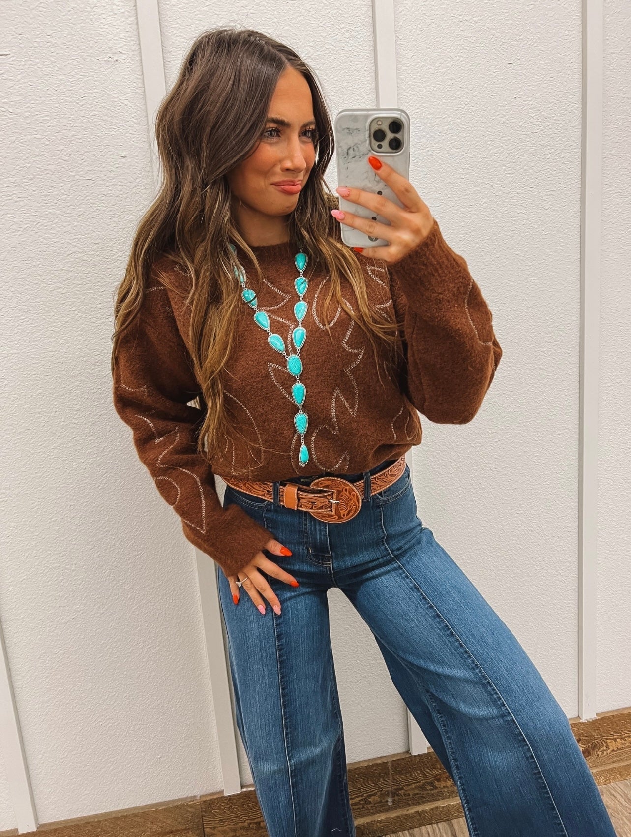 (restocking November 25’)Bootstitch Cozy Sweater(Brown) Tops - Sweaters