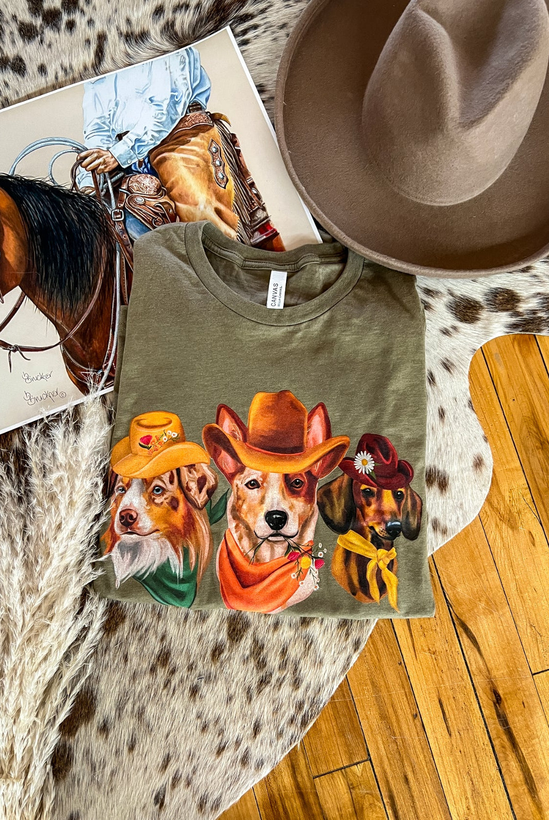 The Trio Cowdog Tee(Green)(Fringed exclusive)