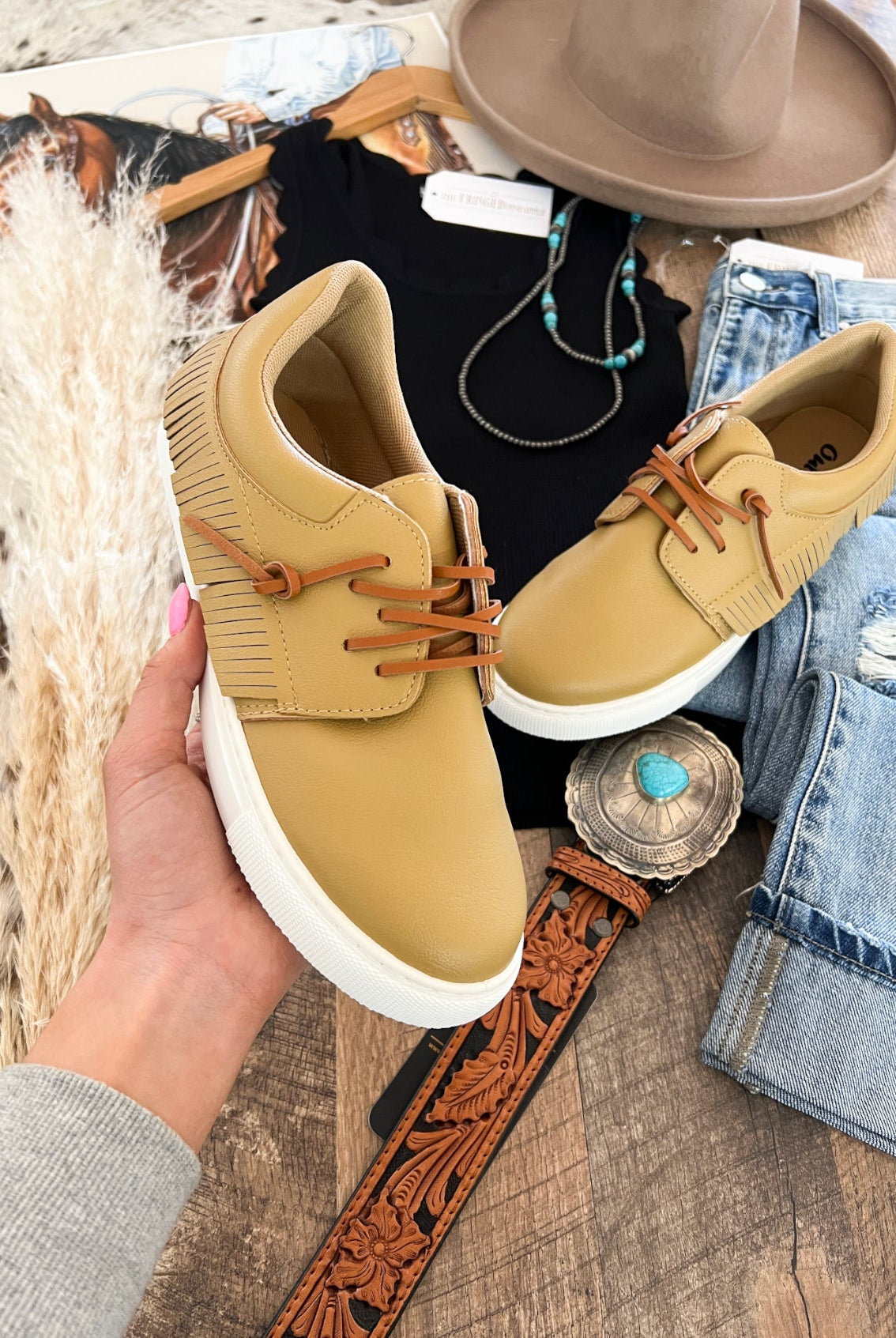 Western Fringed Sneakers(Taupe)