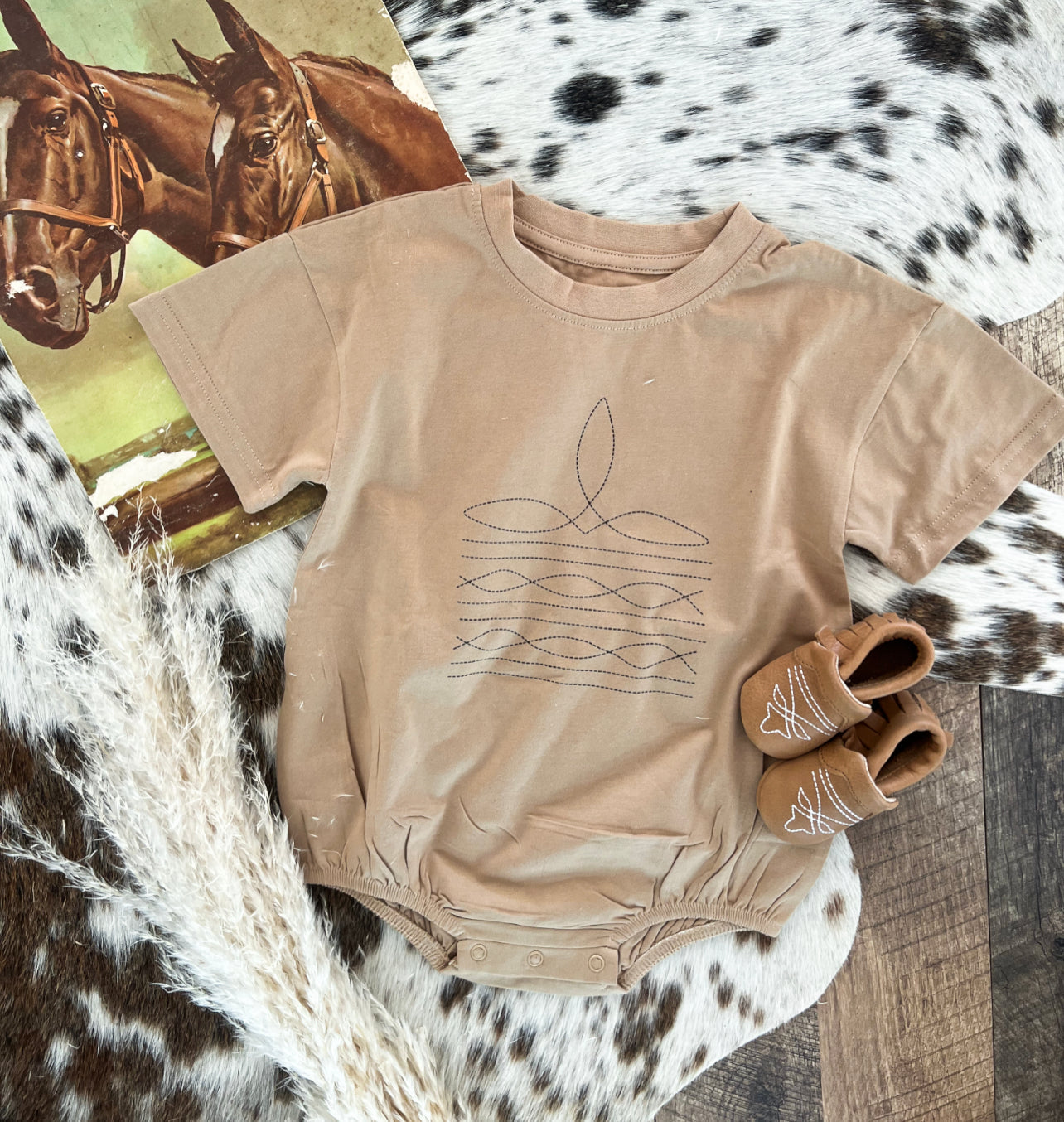 Boot Stitch Tee Onesie(little kid)(cognac)