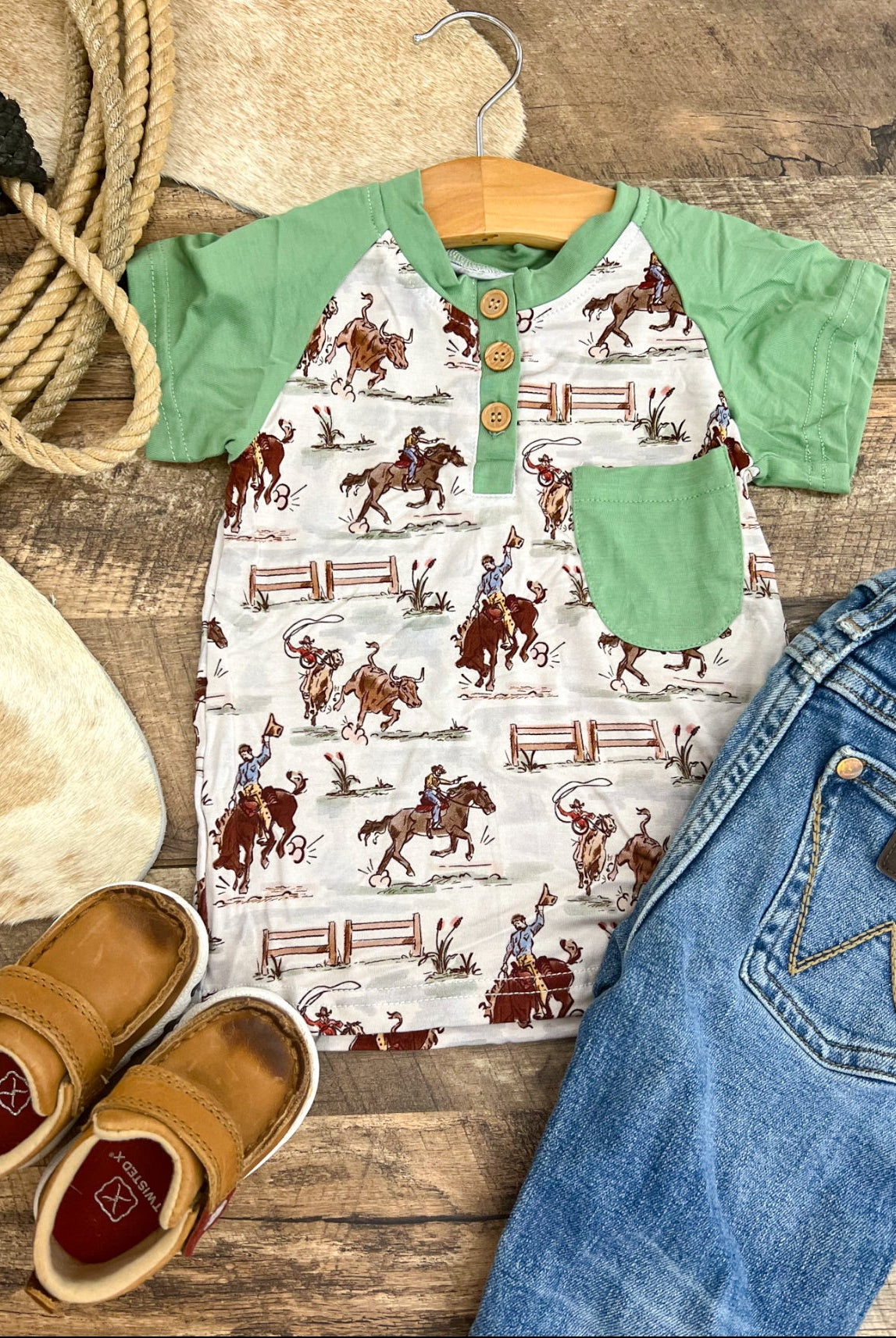 Ole West Cowboys Green Tee (Mini)