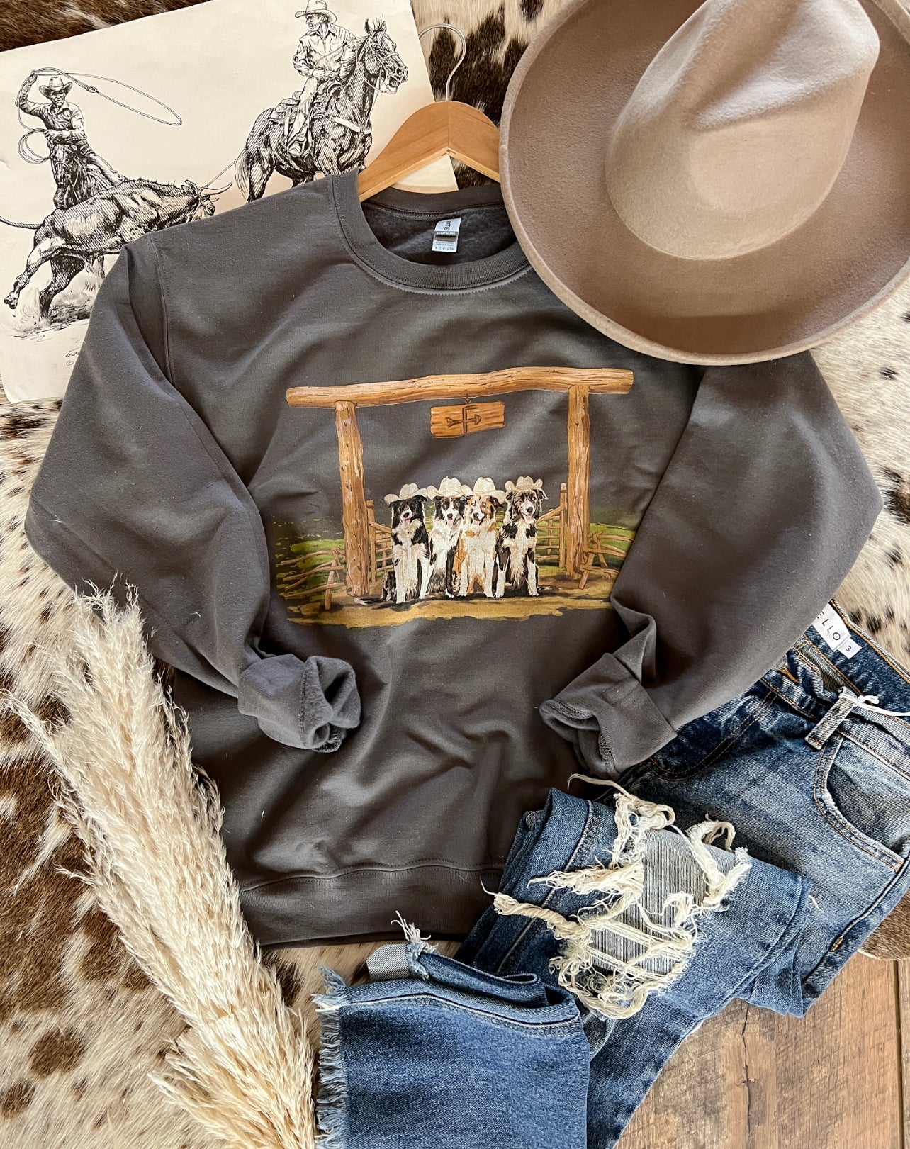 Ranch Dogs’Border Collies’ Sweatshirt(Charcoal)