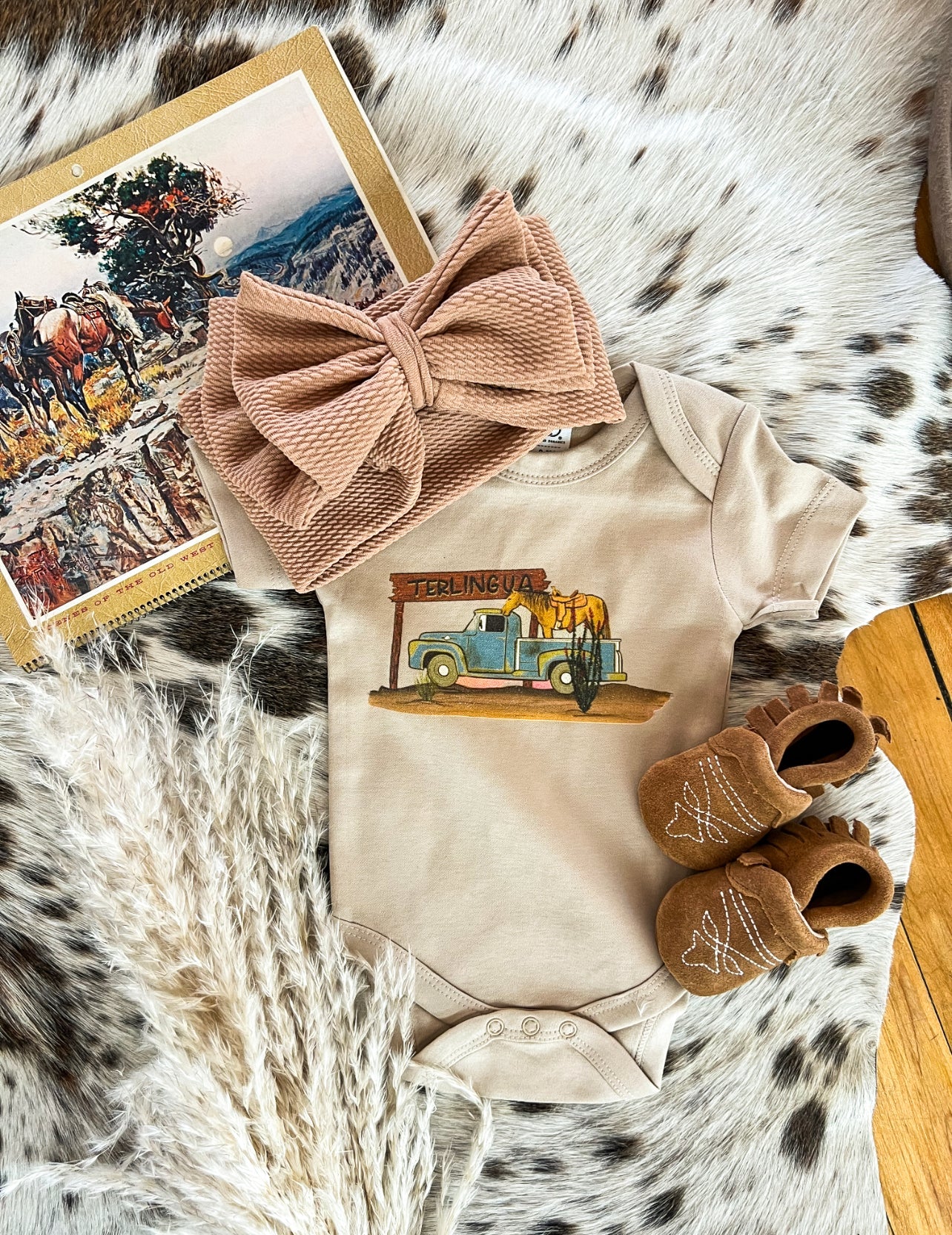 On The Road Again Onesie/Short Tee(little kid)(blush) (Cognac)