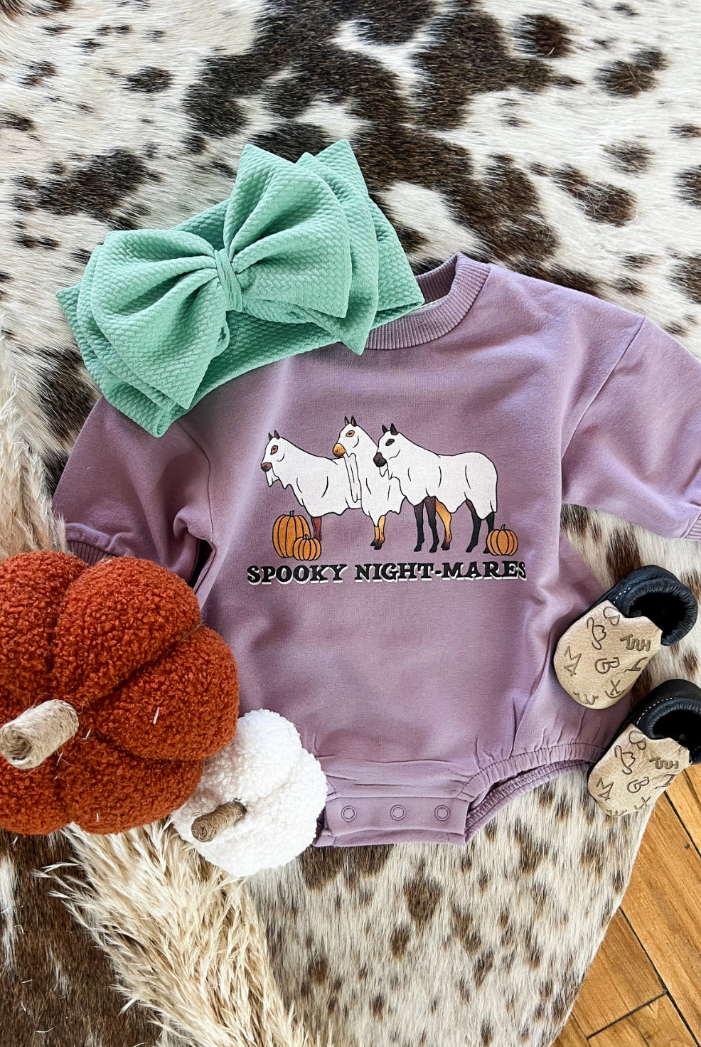 Spooky NightMARES Halloween Bubble Romper (purple)