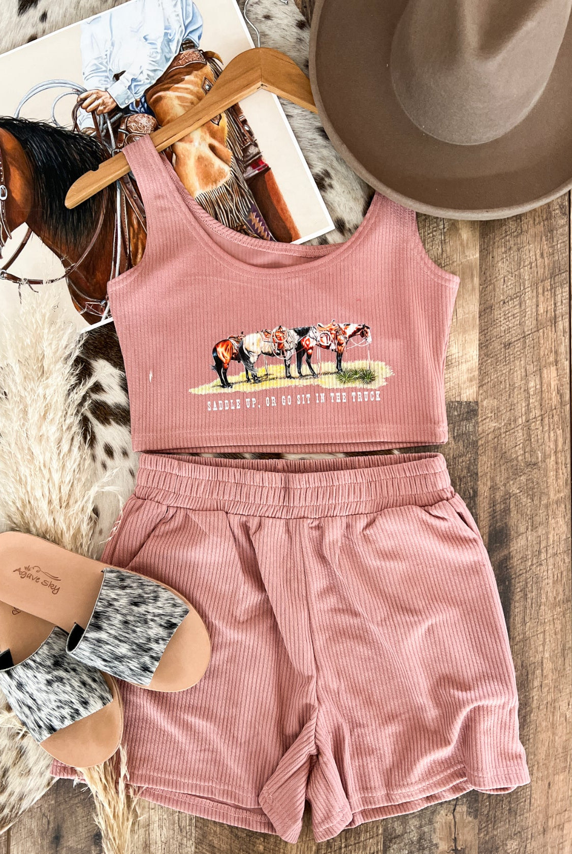 Saddle Up Western Retro SET (Khaki Pink)
