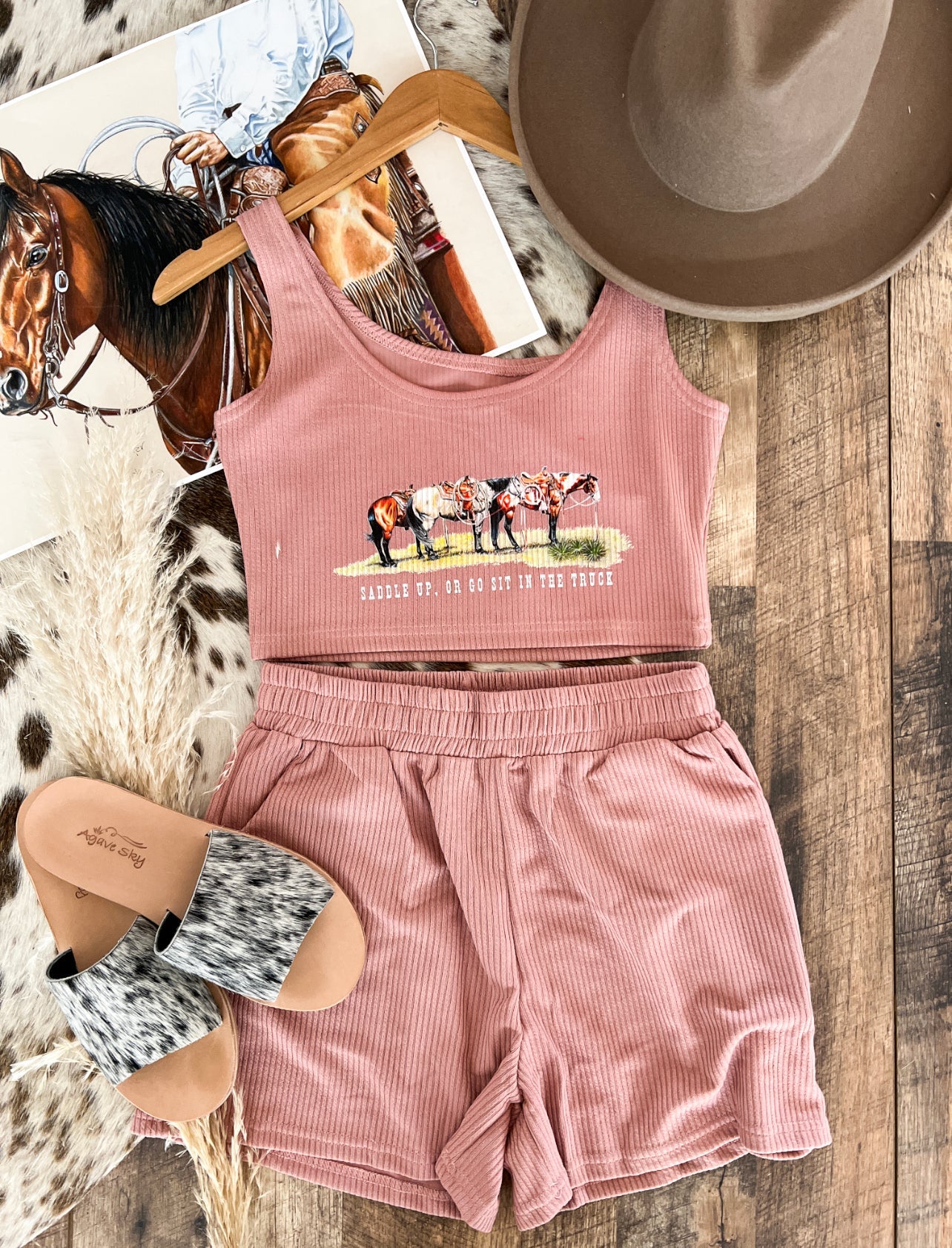 Saddle Up Western Retro SET (Khaki Pink)